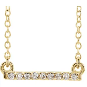 14k Yellow White Rose Gold Petite .07 CTW Diamond Bar Necklace