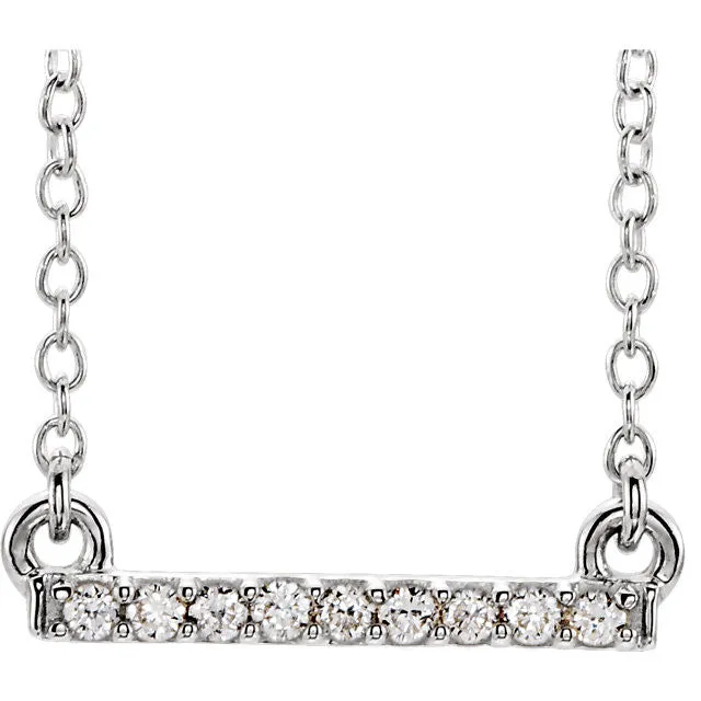 14k Yellow White Rose Gold Petite .07 CTW Diamond Bar Necklace