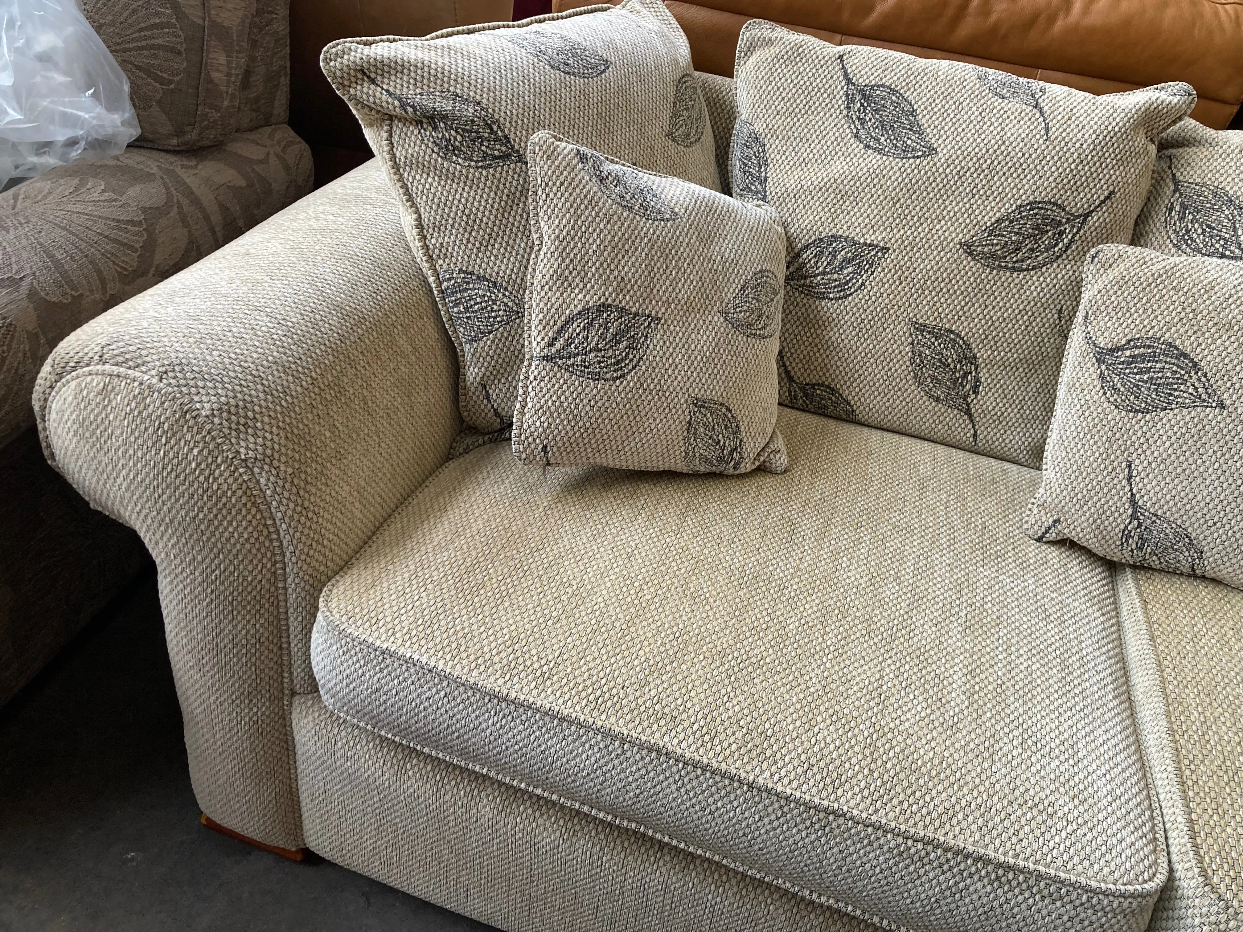 3 seater high quality woven fabric sofa with reversible cushions