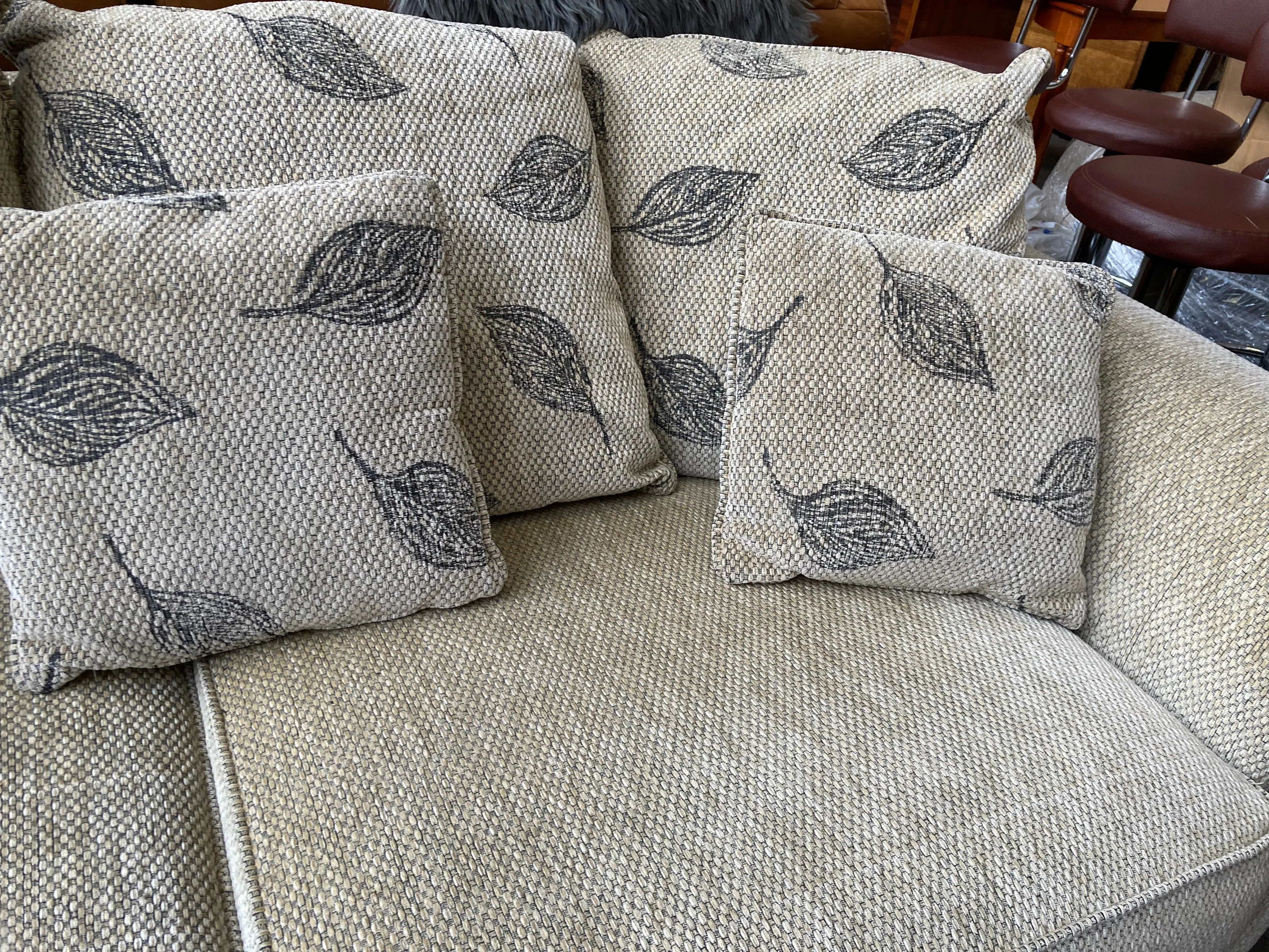 3 seater high quality woven fabric sofa with reversible cushions
