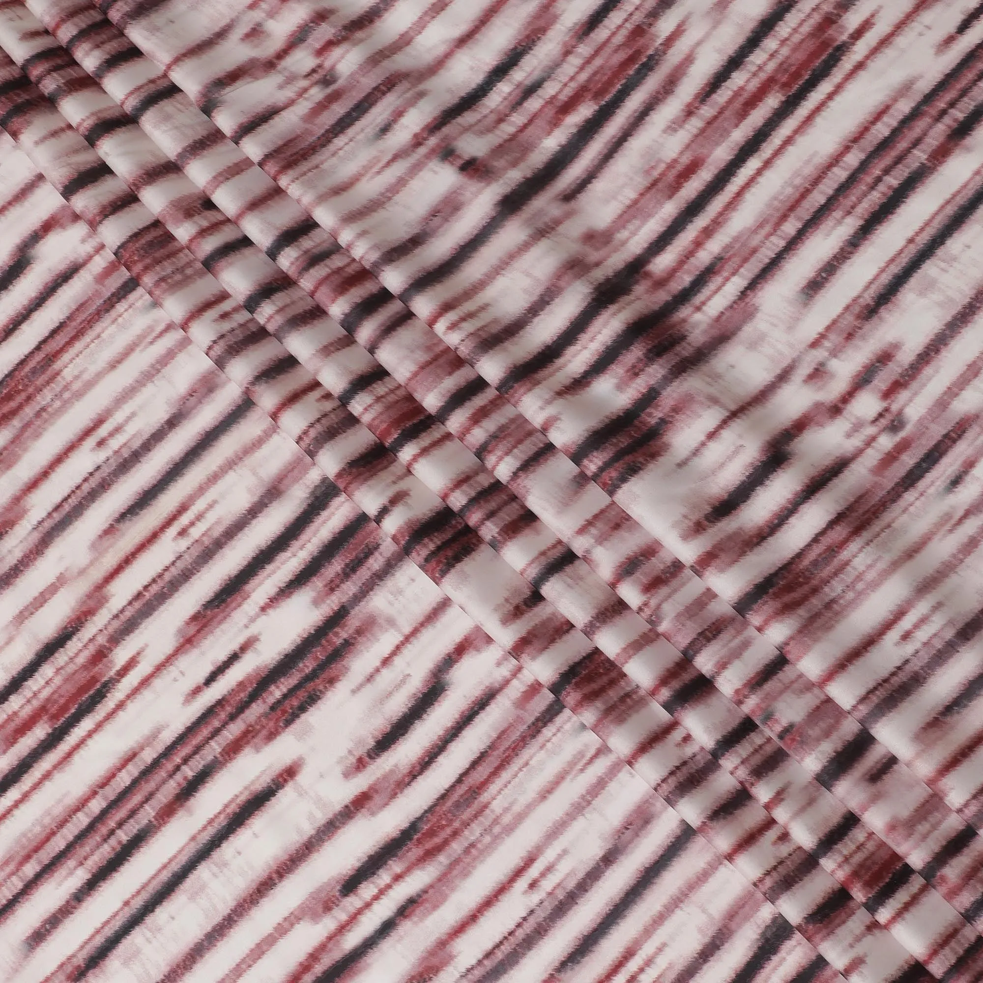 Almond beige synthetic crepe fabric with multicolor print in Abstract design-D15676