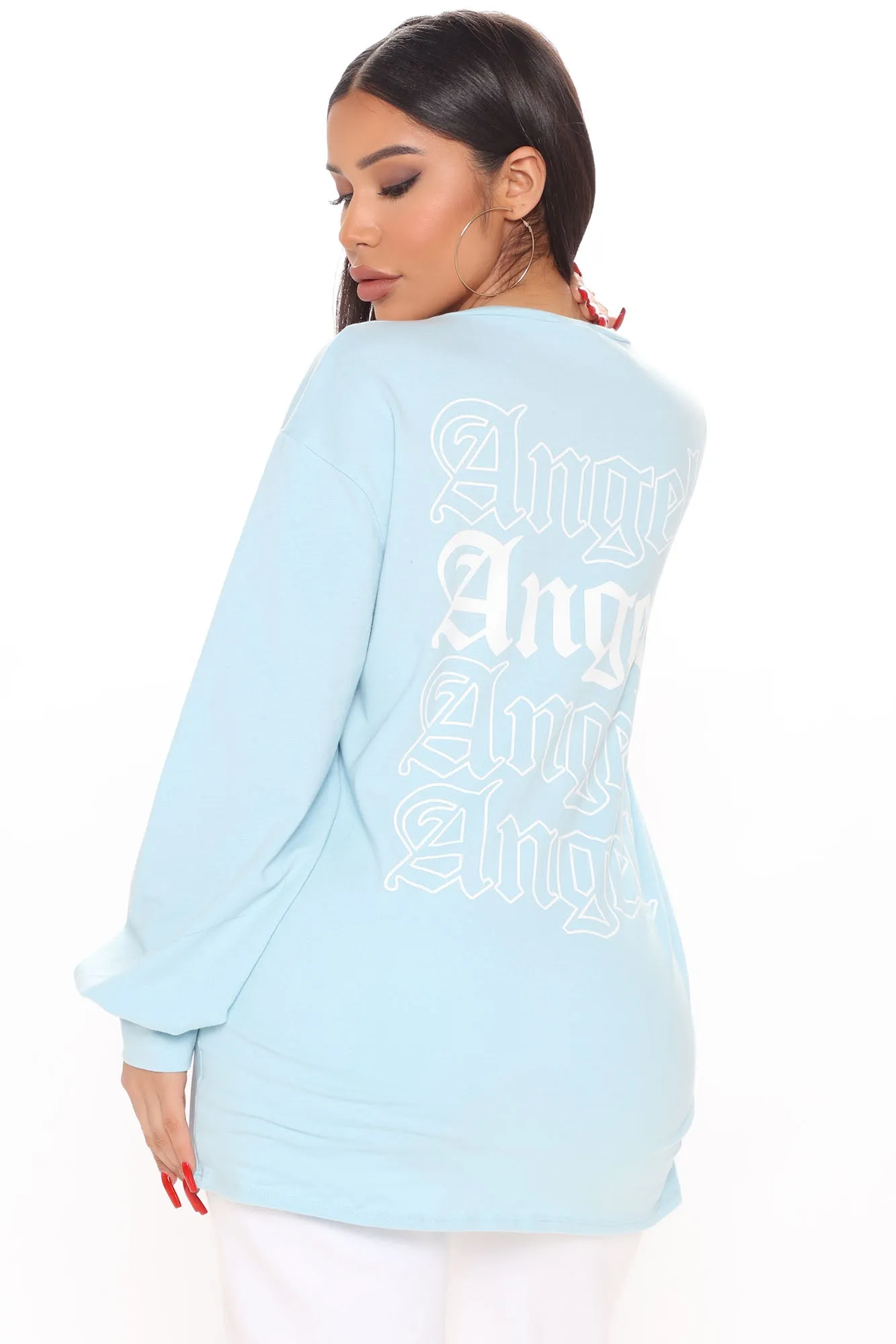 Angels Exist Long Sleeve Top - Blue