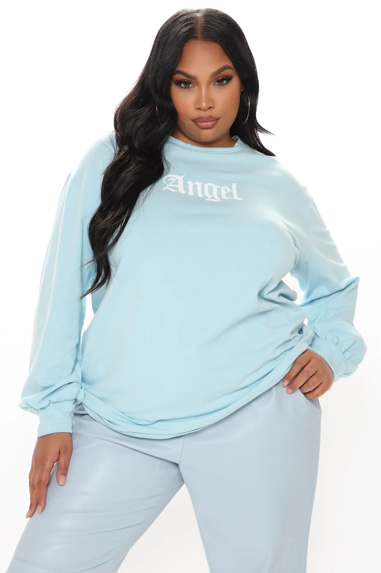 Angels Exist Long Sleeve Top - Blue