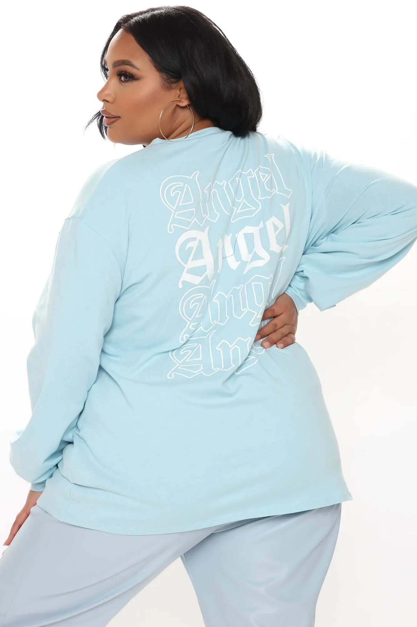 Angels Exist Long Sleeve Top - Blue
