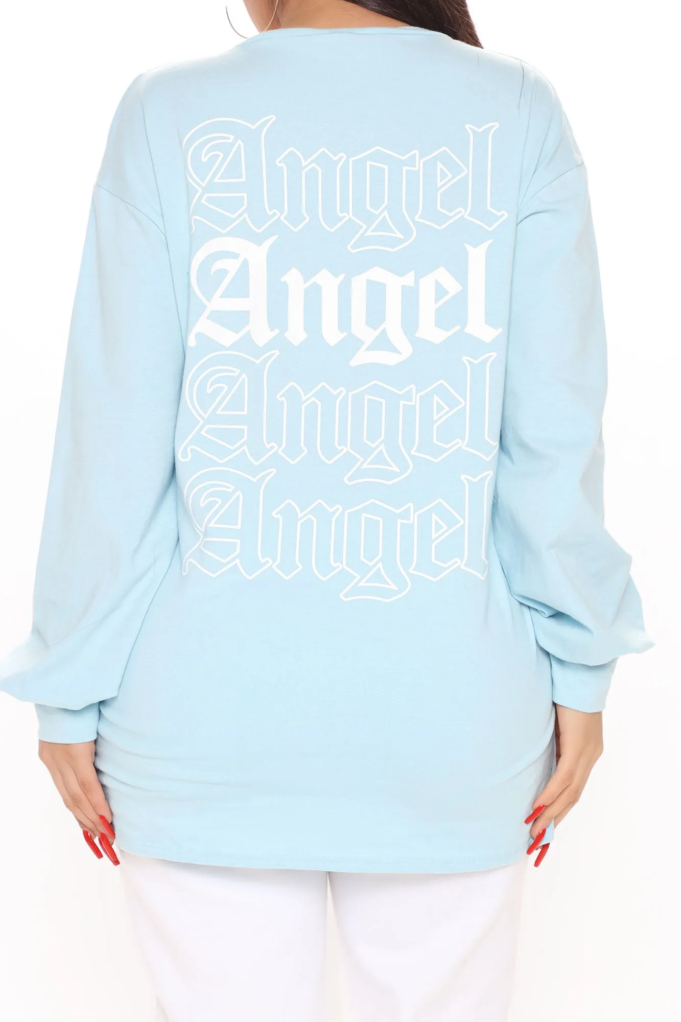 Angels Exist Long Sleeve Top - Blue