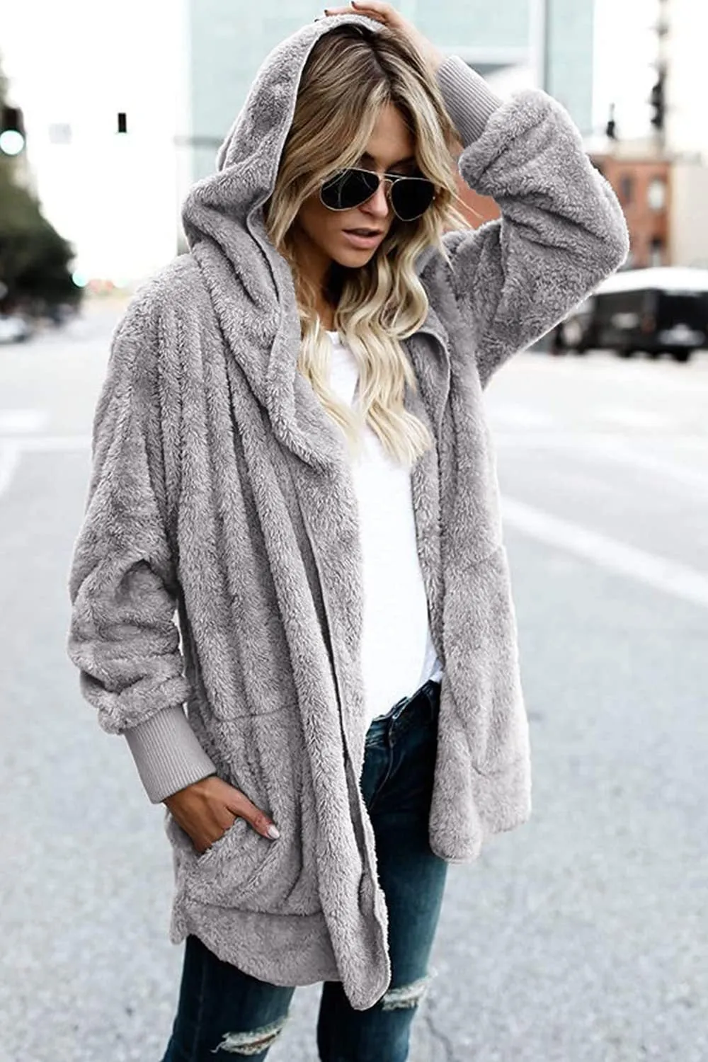 *APP EXCLUSIVE* Teddy Hooded Jacket with Pockets
