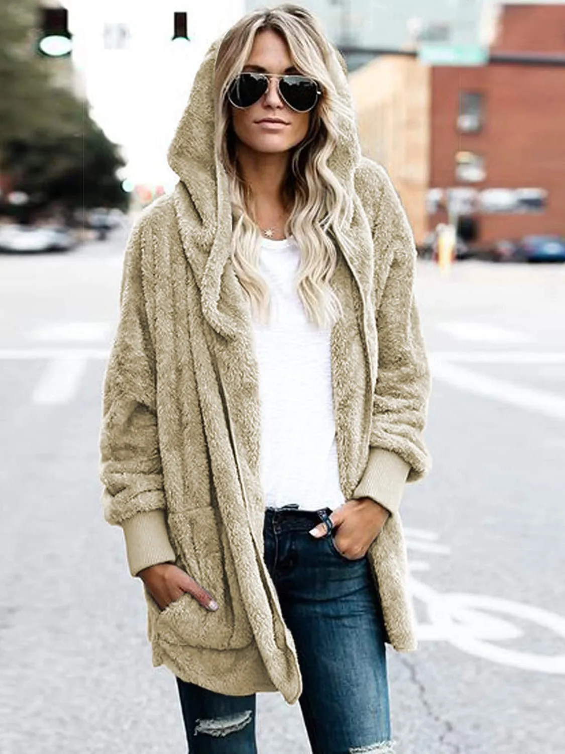 *APP EXCLUSIVE* Teddy Hooded Jacket with Pockets