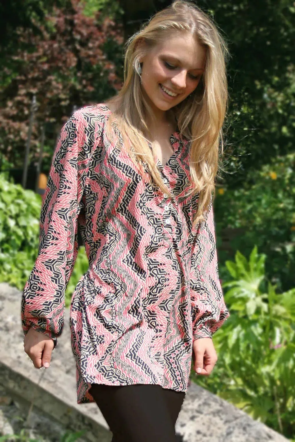 Aztec Print Tunic Blouse
