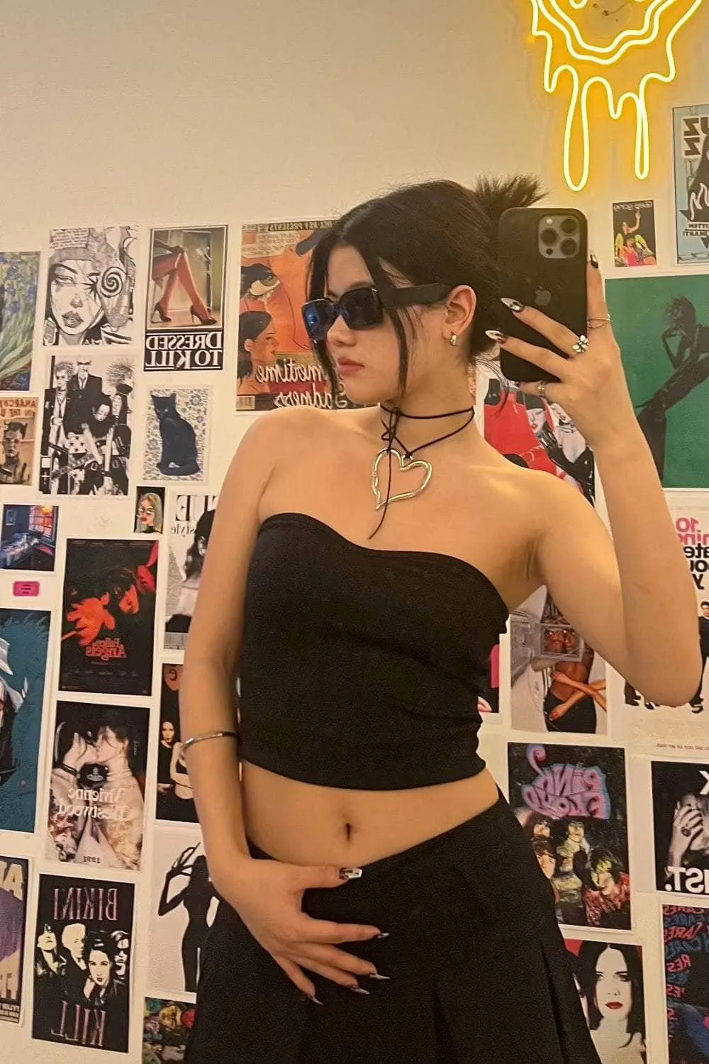 Black Sweet Heart Tube Top