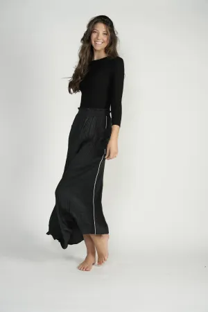 Crinkled Satin Maxi Skirt