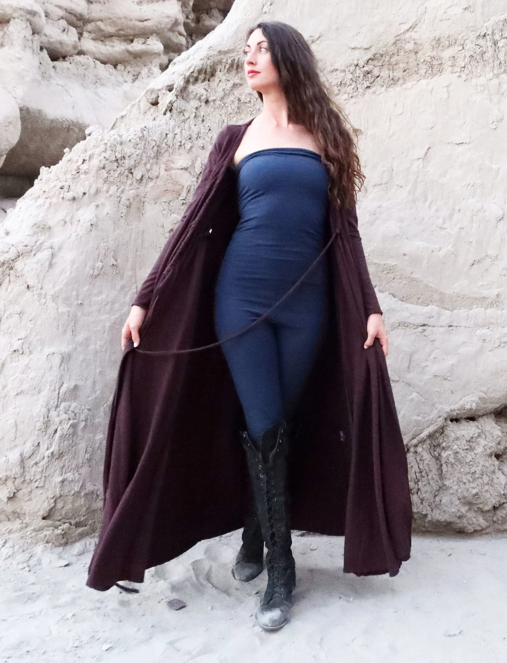 Drawstring Wrap Perfect Pockets Long Dress
