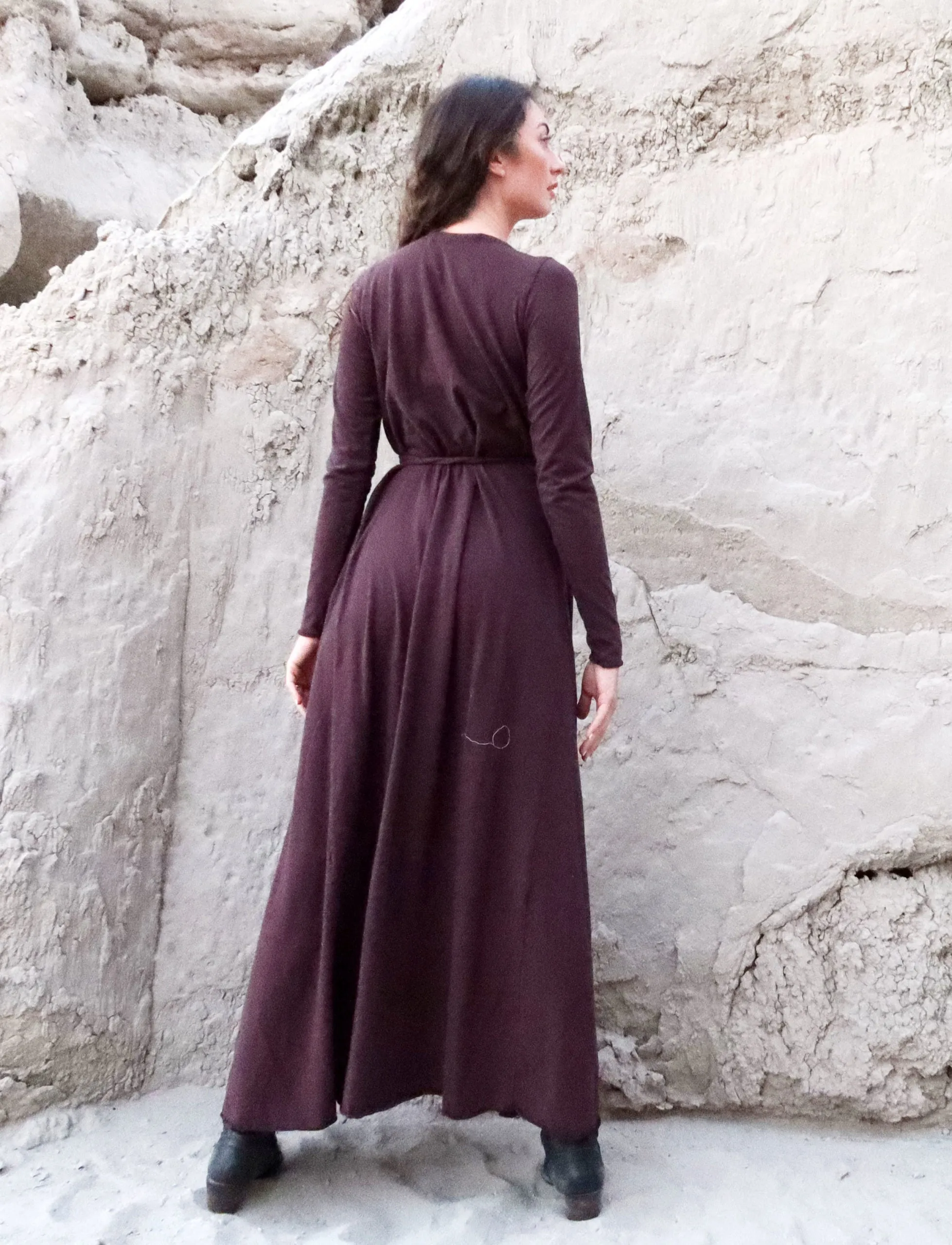 Drawstring Wrap Perfect Pockets Long Dress