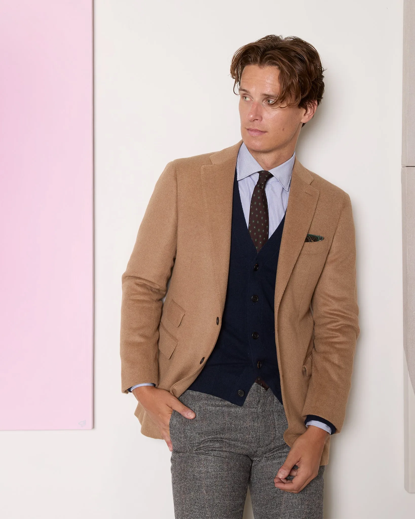 Field Trouser in Charcoal/Cinnamon Prince of Wales Flannel