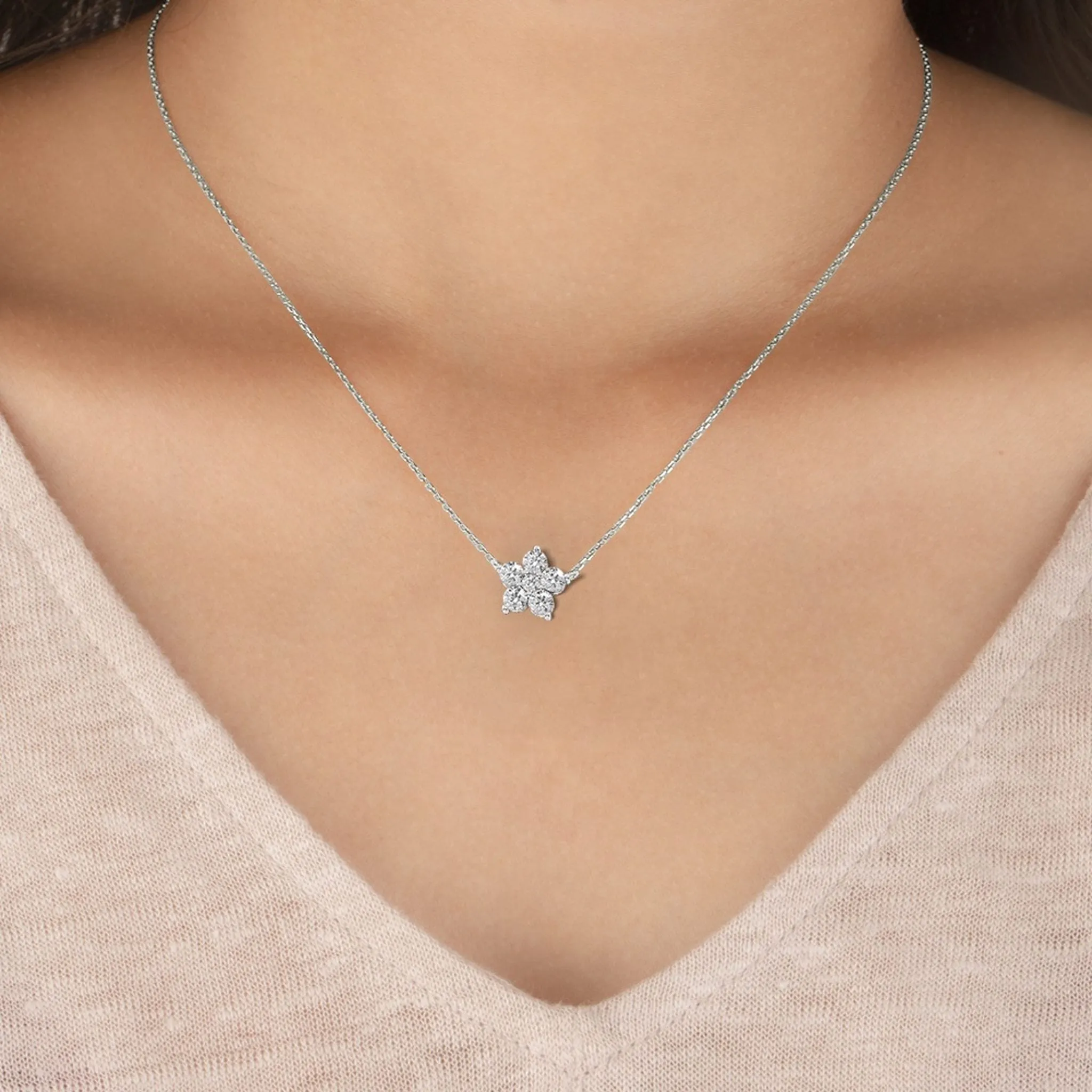 Flower Pendant with 5 Lab Grown Diamond Petals