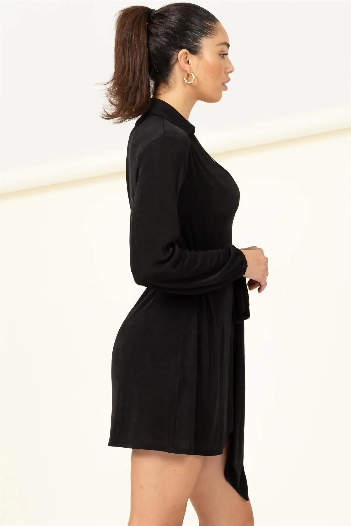 Georgette Faux Wrap Mini Dress