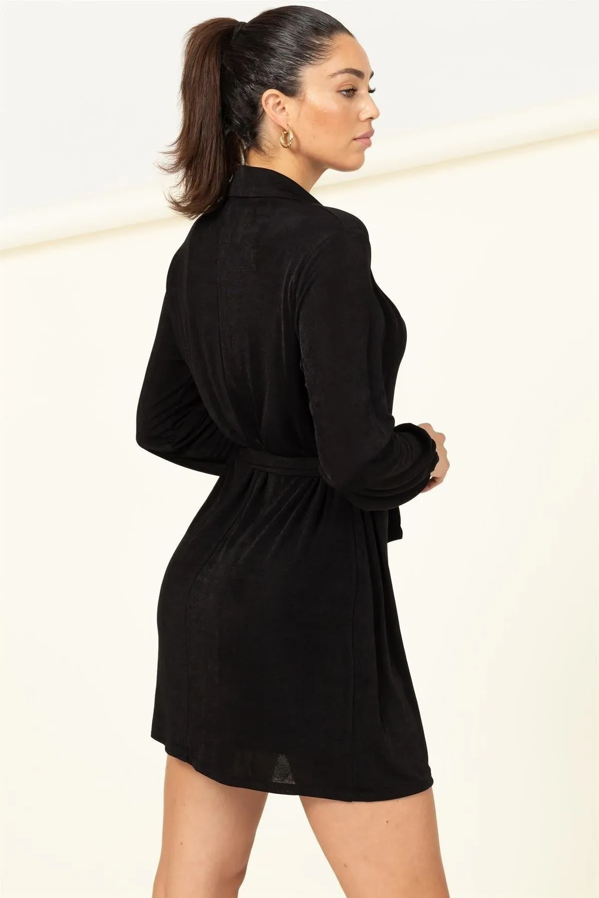 Georgette Faux Wrap Mini Dress