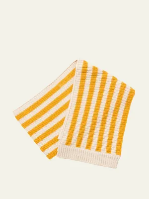Gold striped knit scarf