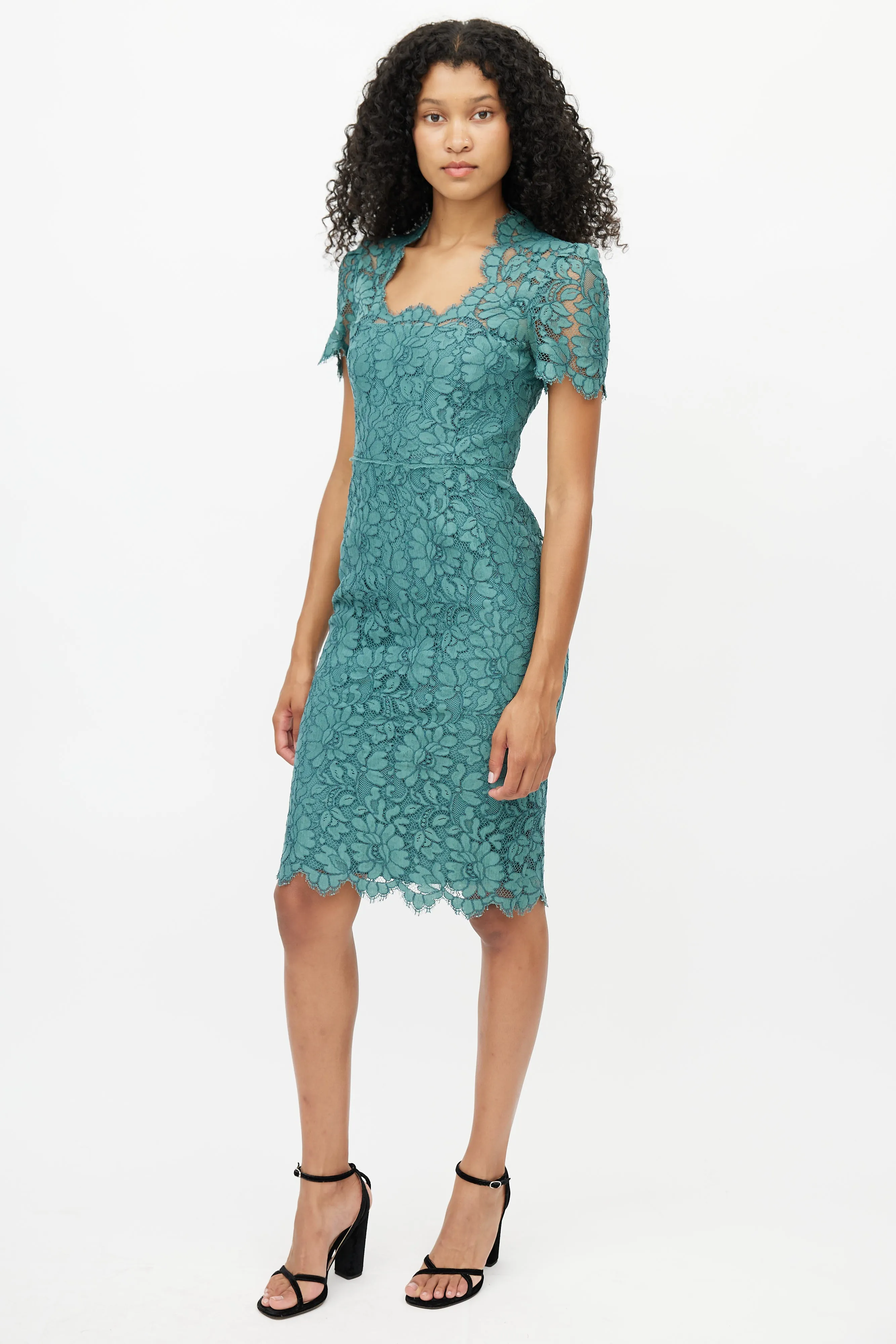 Green Lace Midi Dress