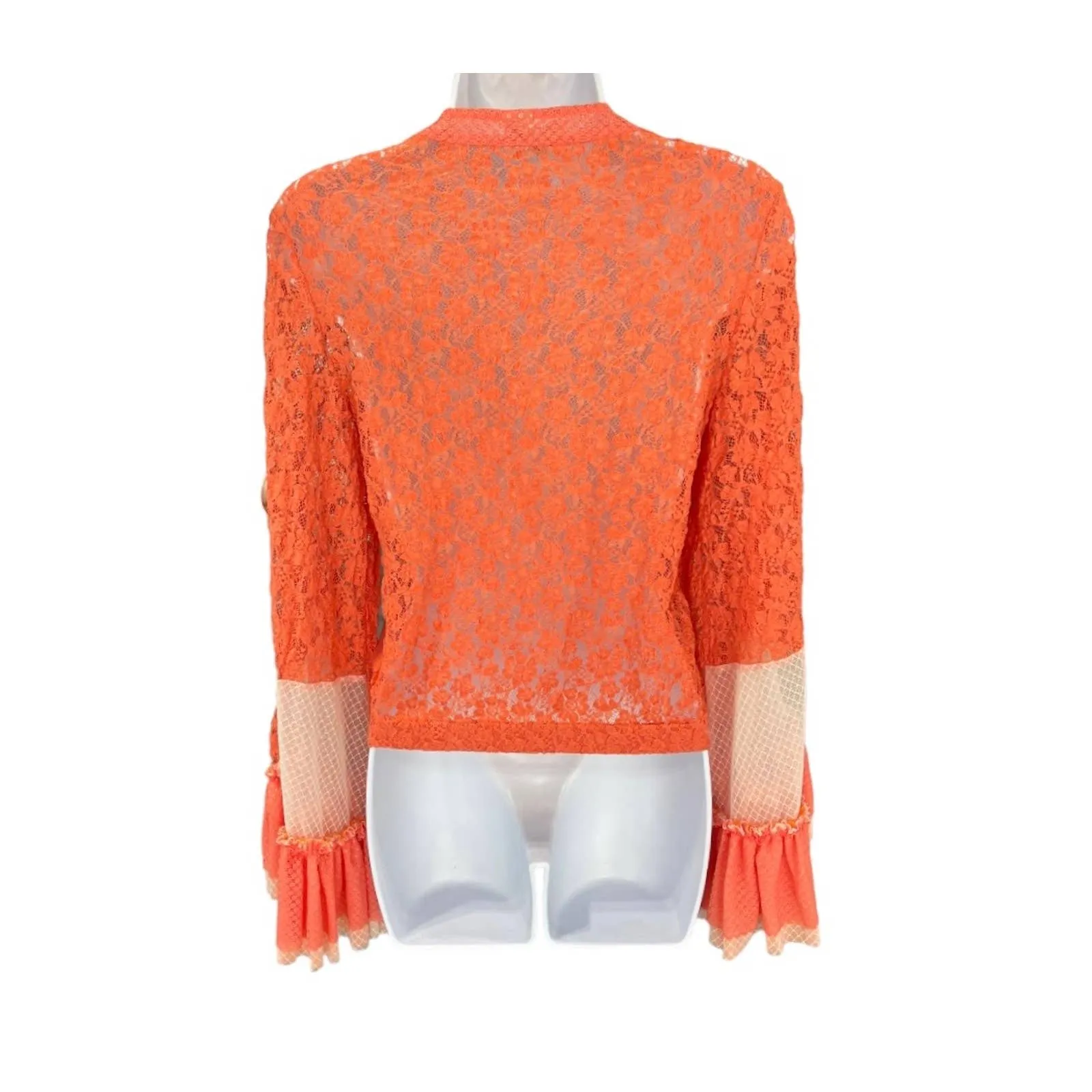 HAH Lace Boho Top Ruffle Top Blouse Festival Coachella M Orange New