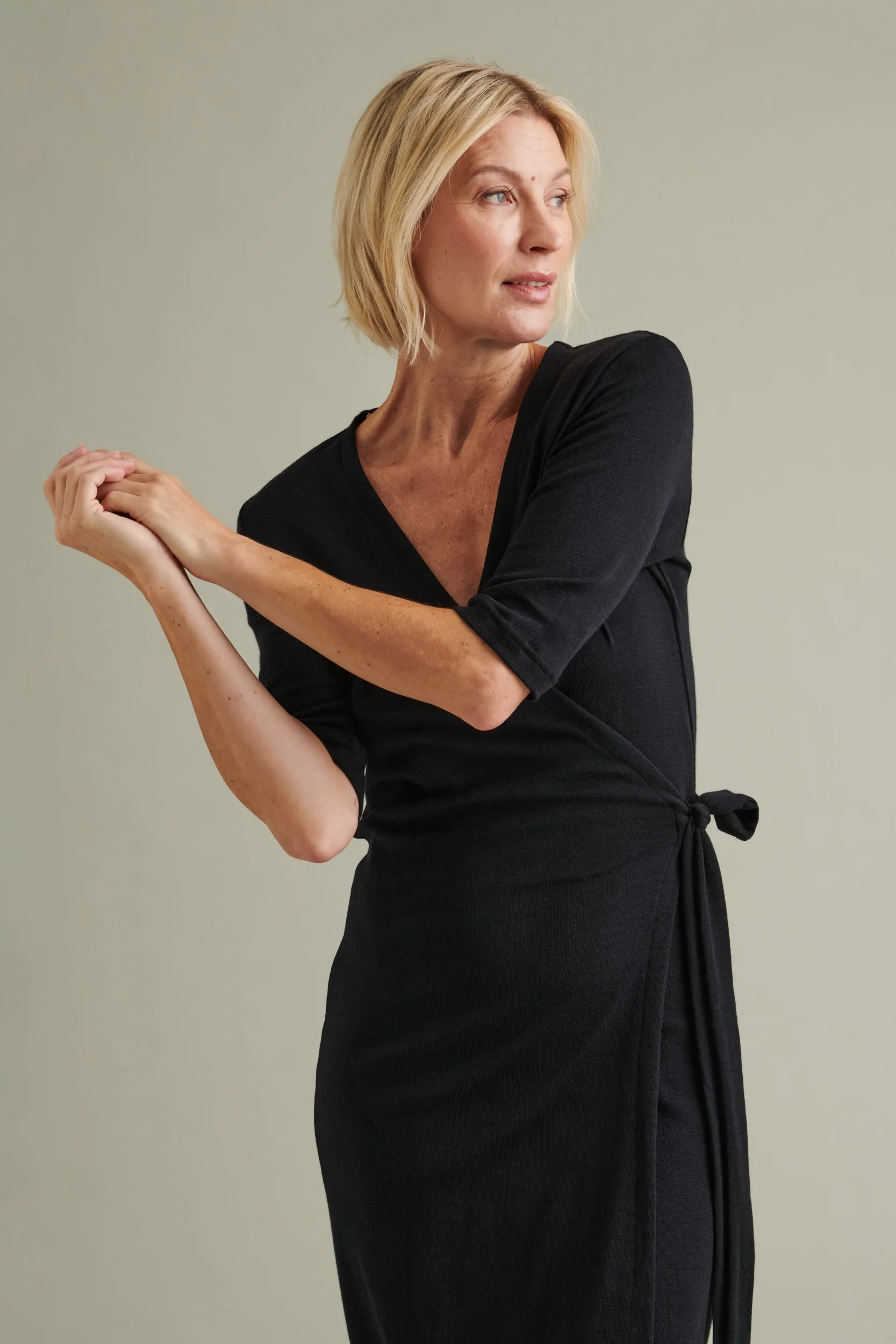 Kait Wrap Dress Black