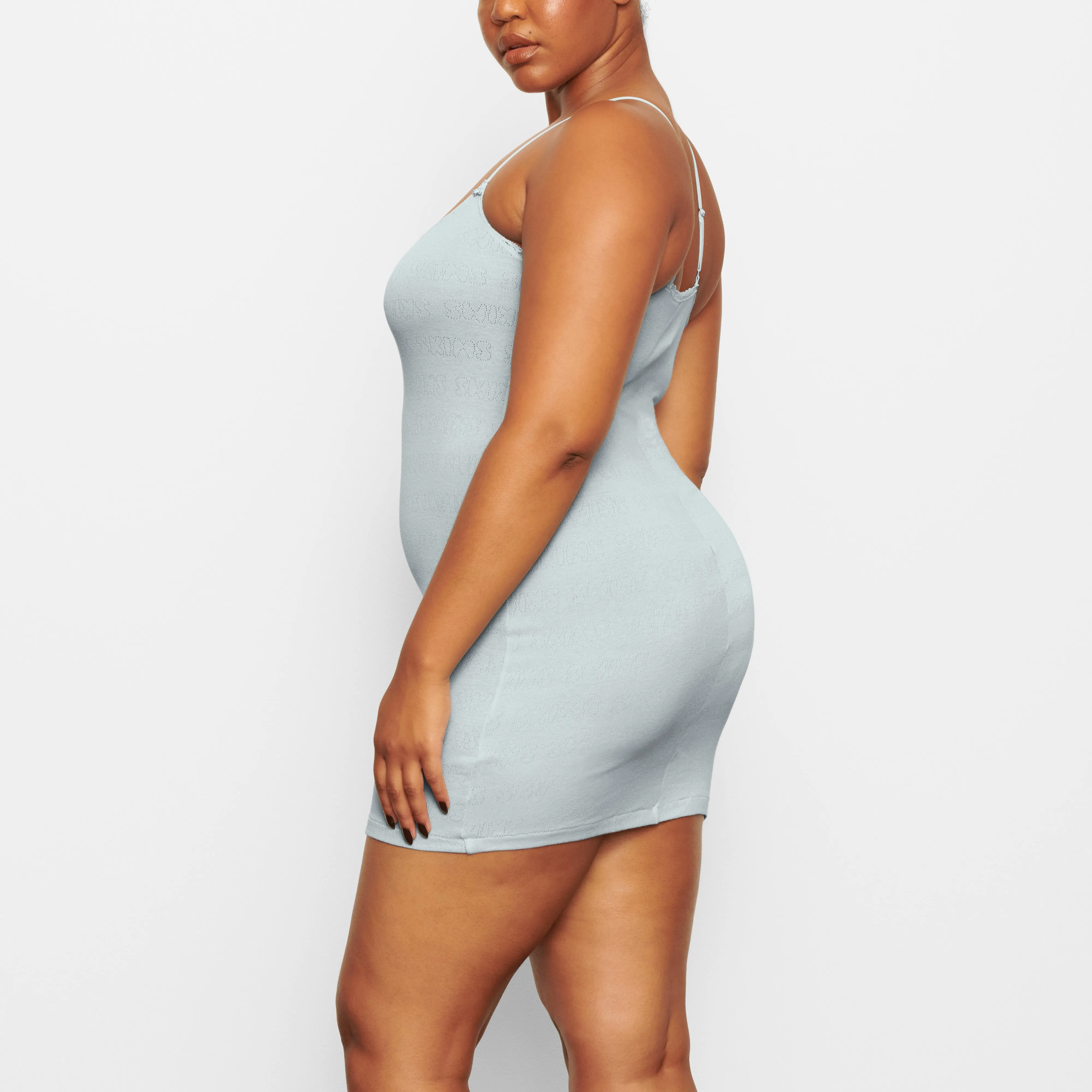 LACE POINTELLE SLIP DRESS | SKY