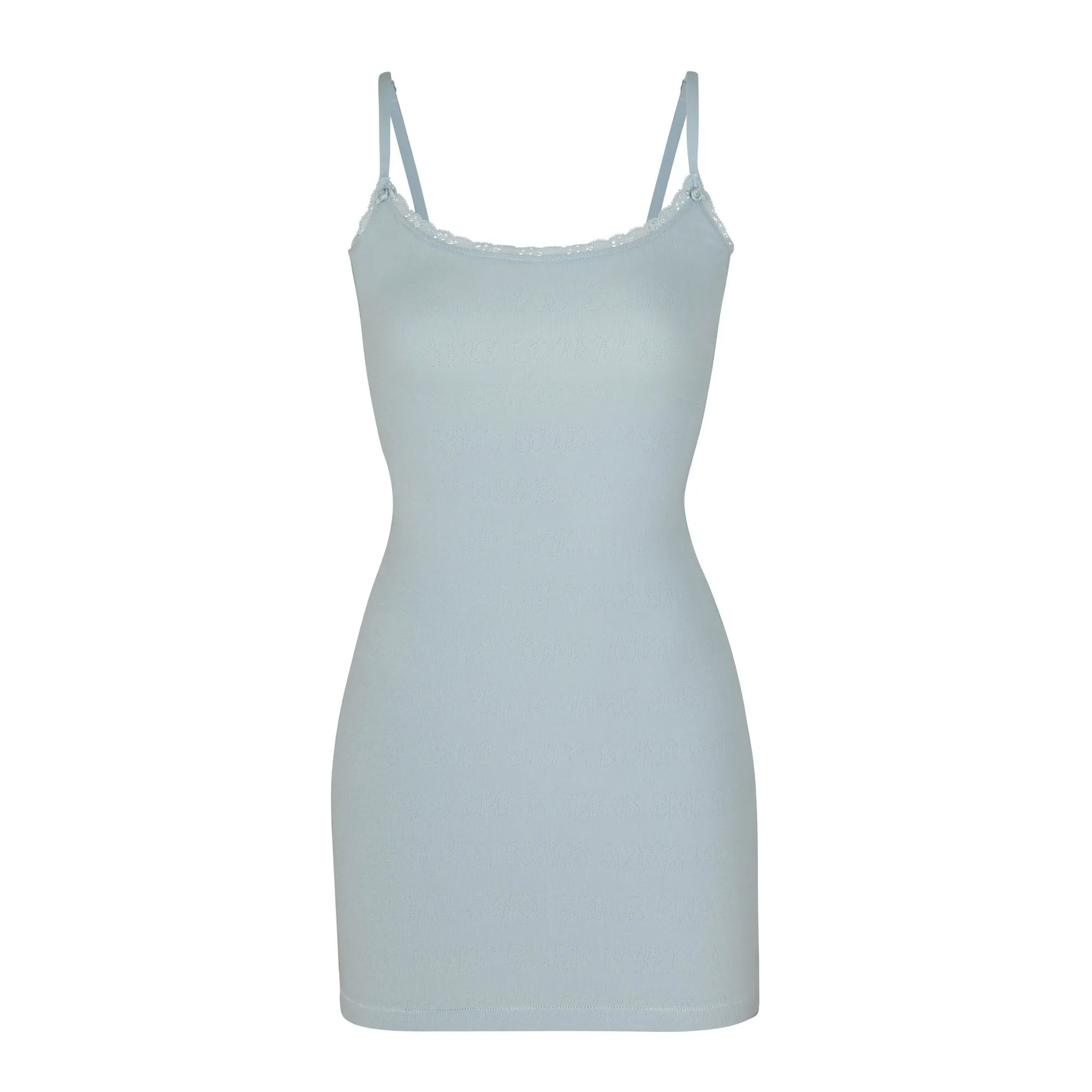 LACE POINTELLE SLIP DRESS | SKY