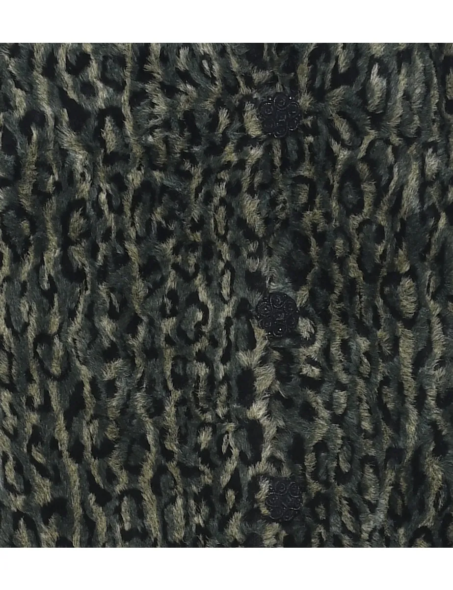 Leopard Print Faux Fur Coat - XL