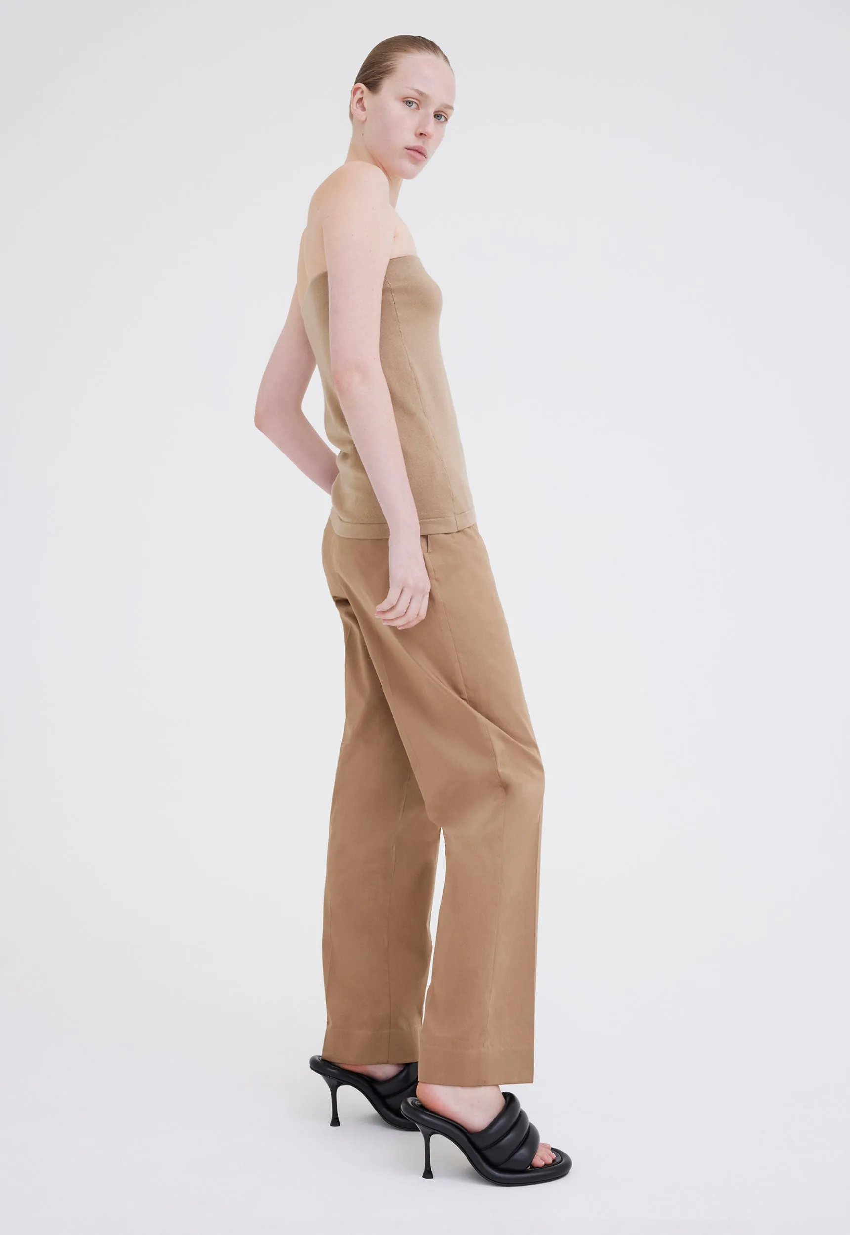 Maia Cotton Strapless Top - Upstate Tan