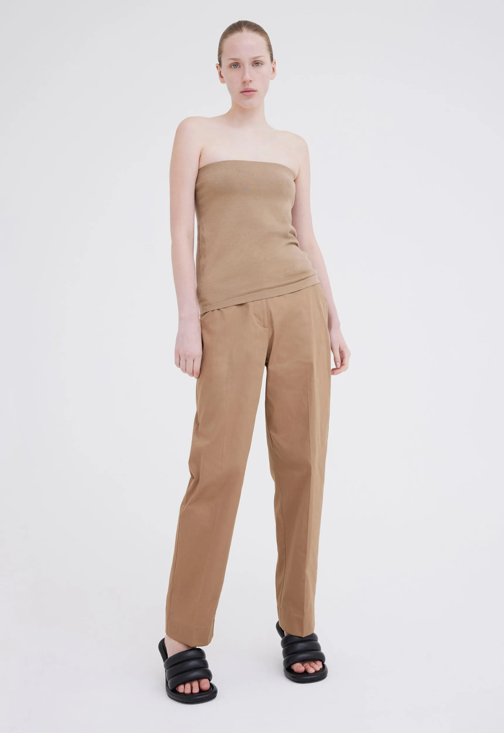 Maia Cotton Strapless Top - Upstate Tan