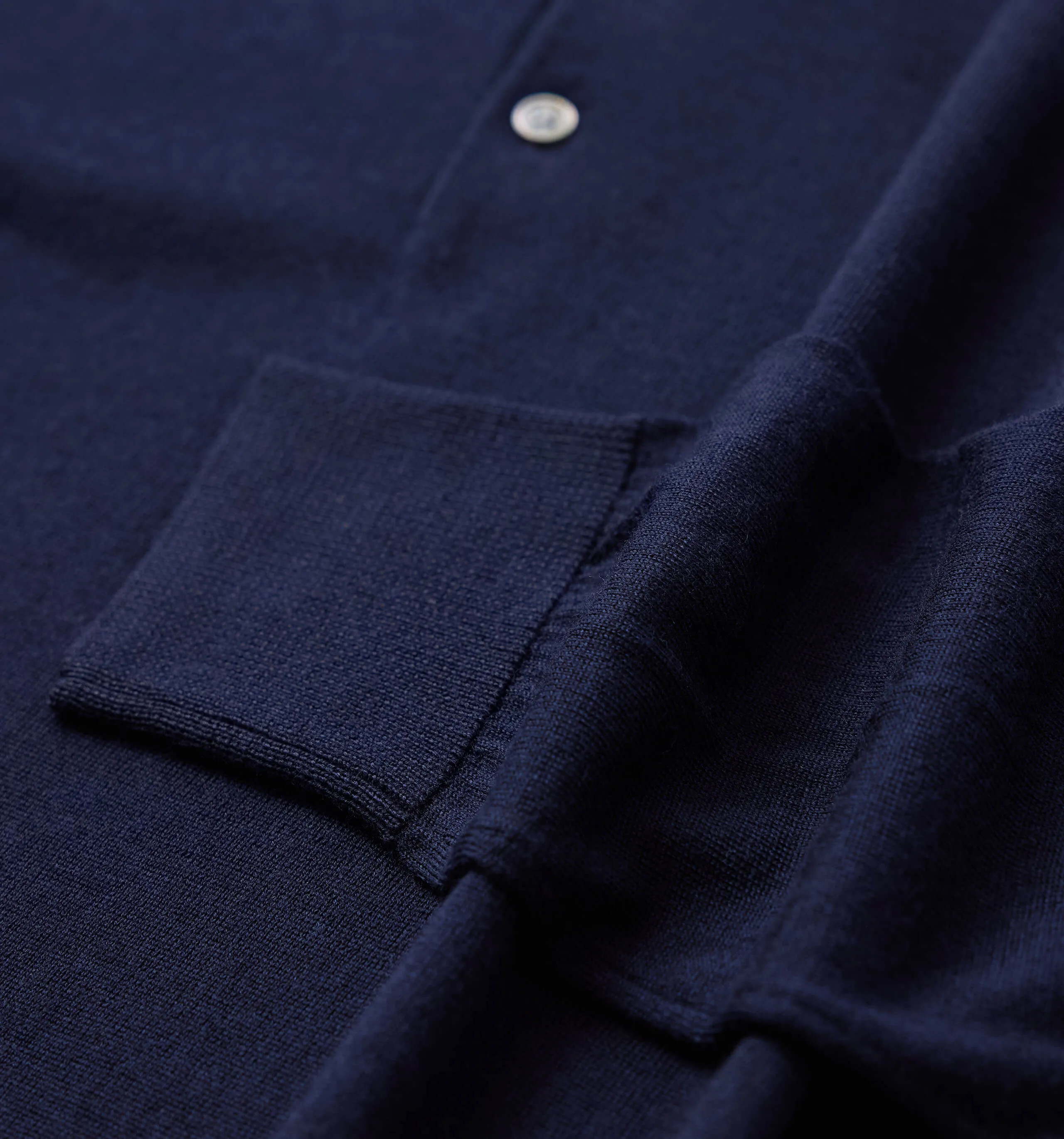 Merino Wool Polo Navy