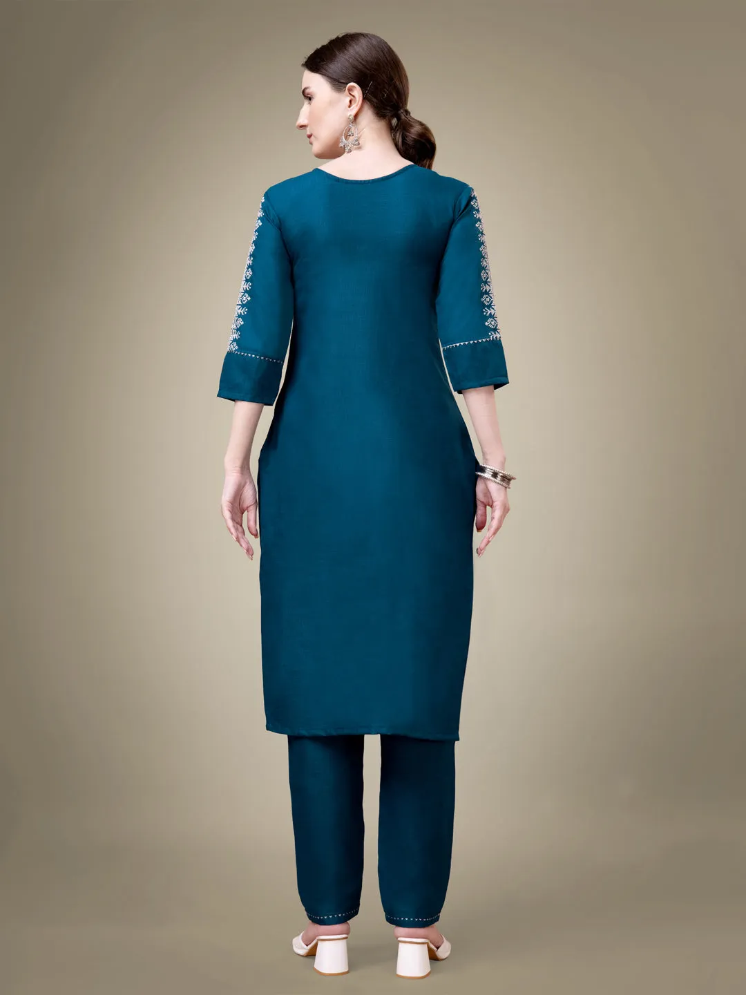 Morpichh Heavy Cotton Blend with Embroidery Work Kurti Set