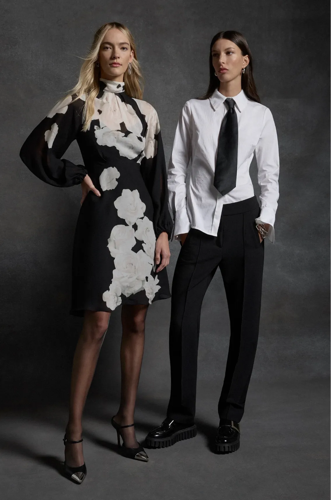 Moss & Spy Trinity Dress - Black/Ivory