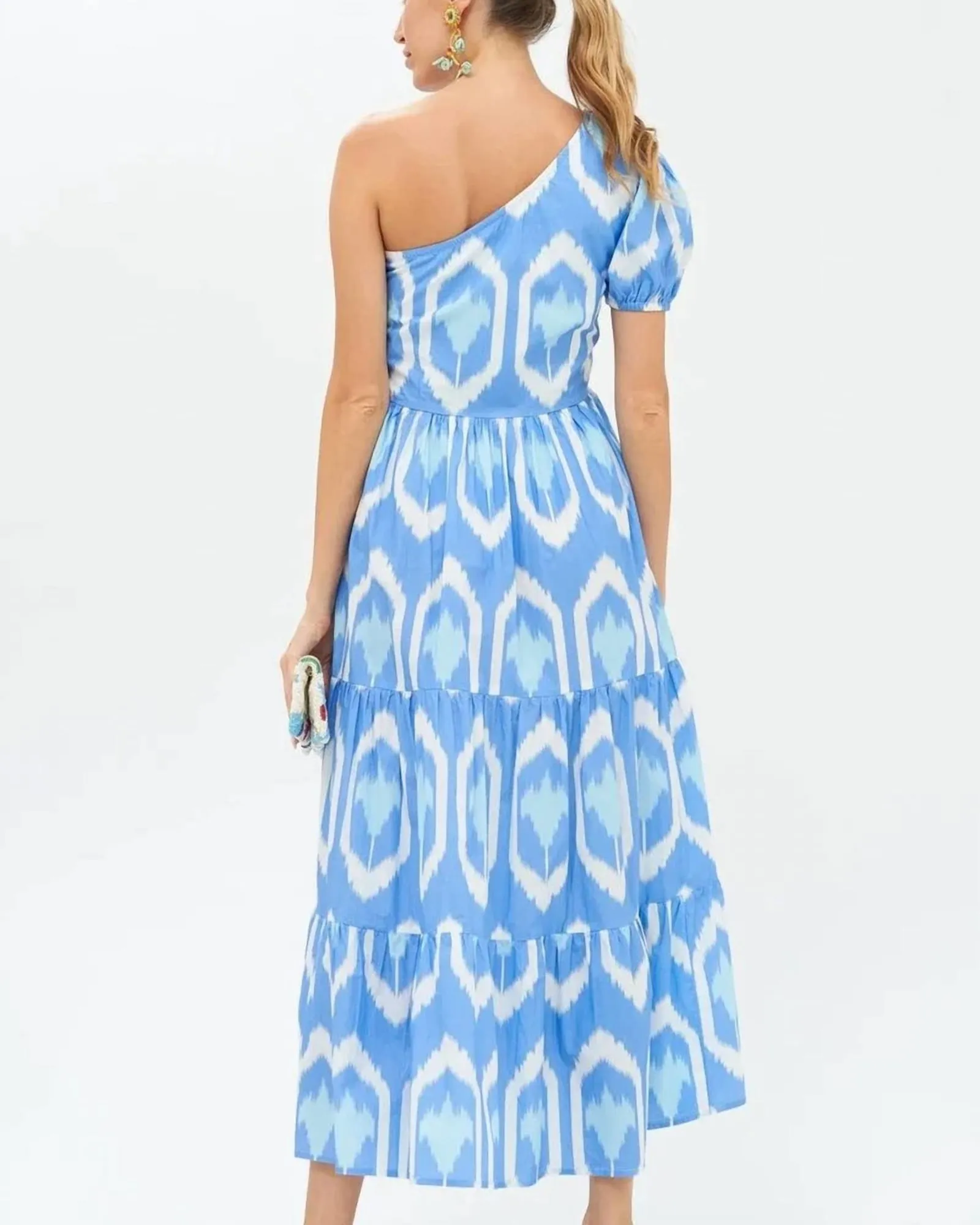 One Shoulder Maxi Dress in Blue | Blue