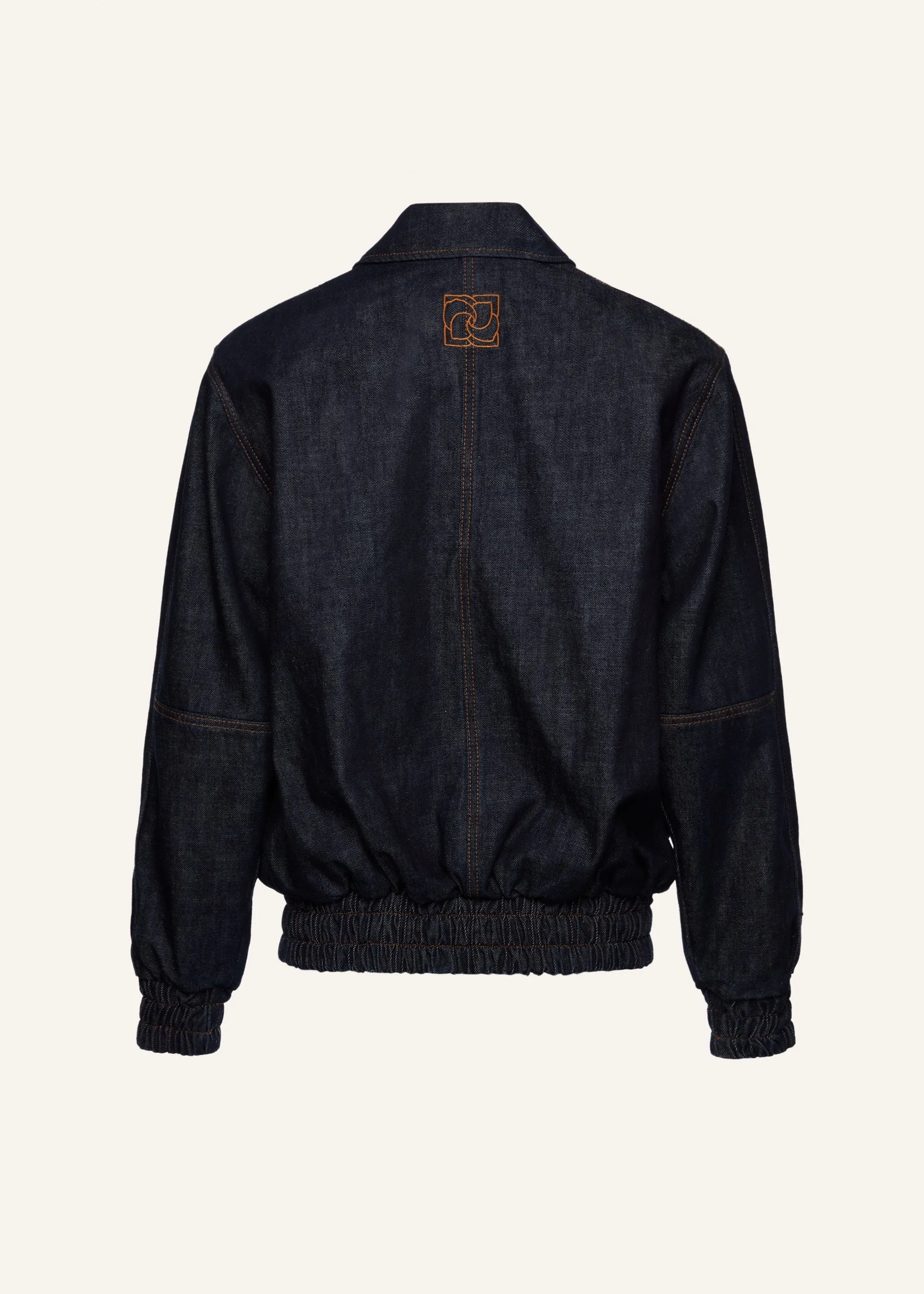 Oversized denim bomber in navy