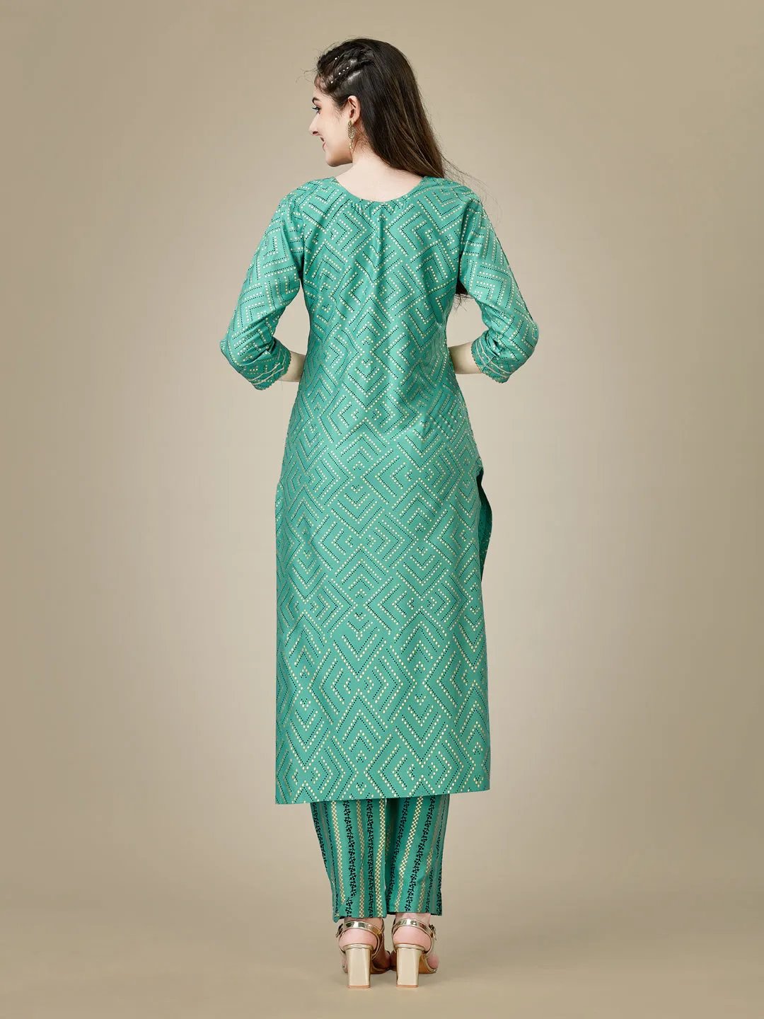 Pista Heavy Rayon Cotton with Embroidery Work Kurti Set