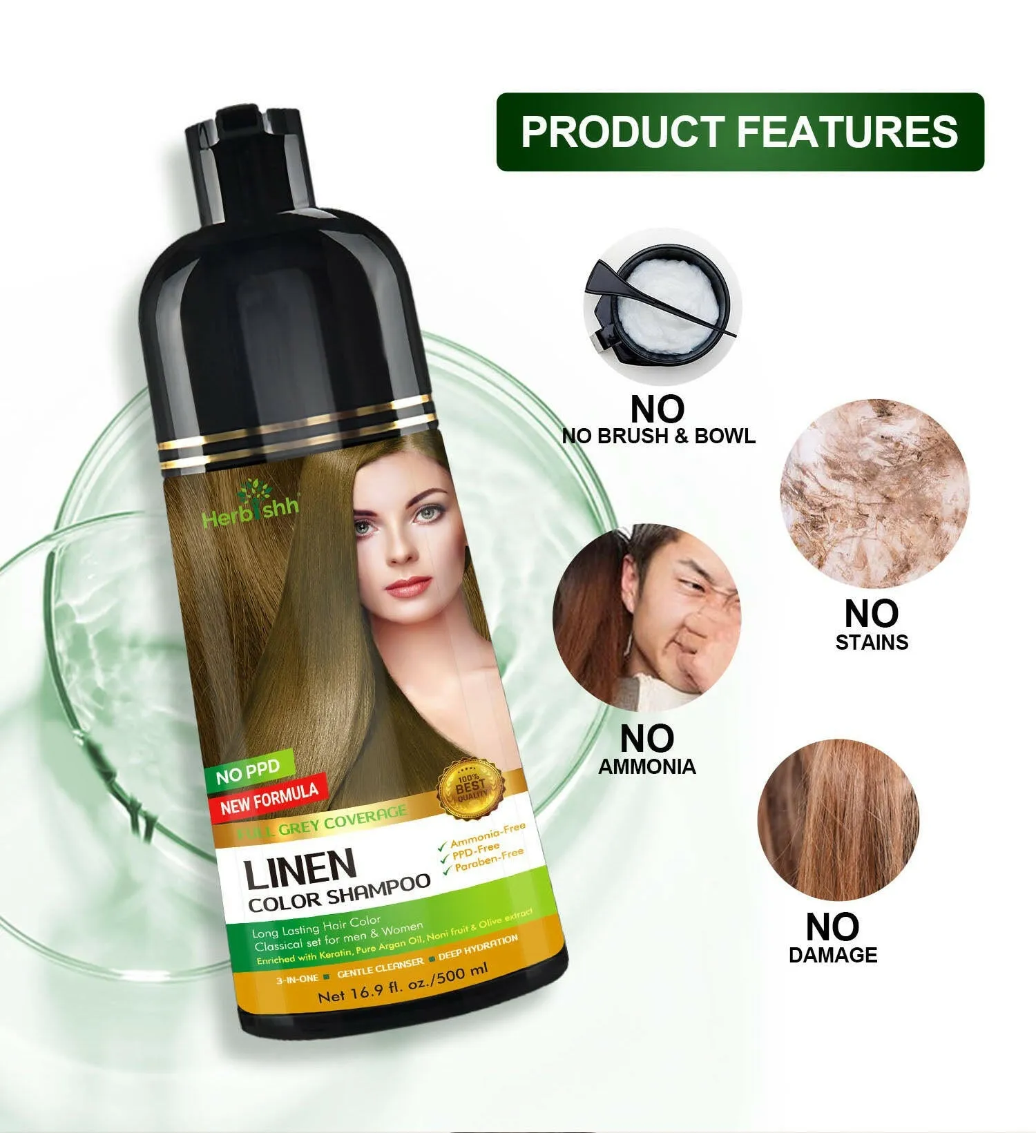 PPD Free Color Shampoo Linen - Herbishh