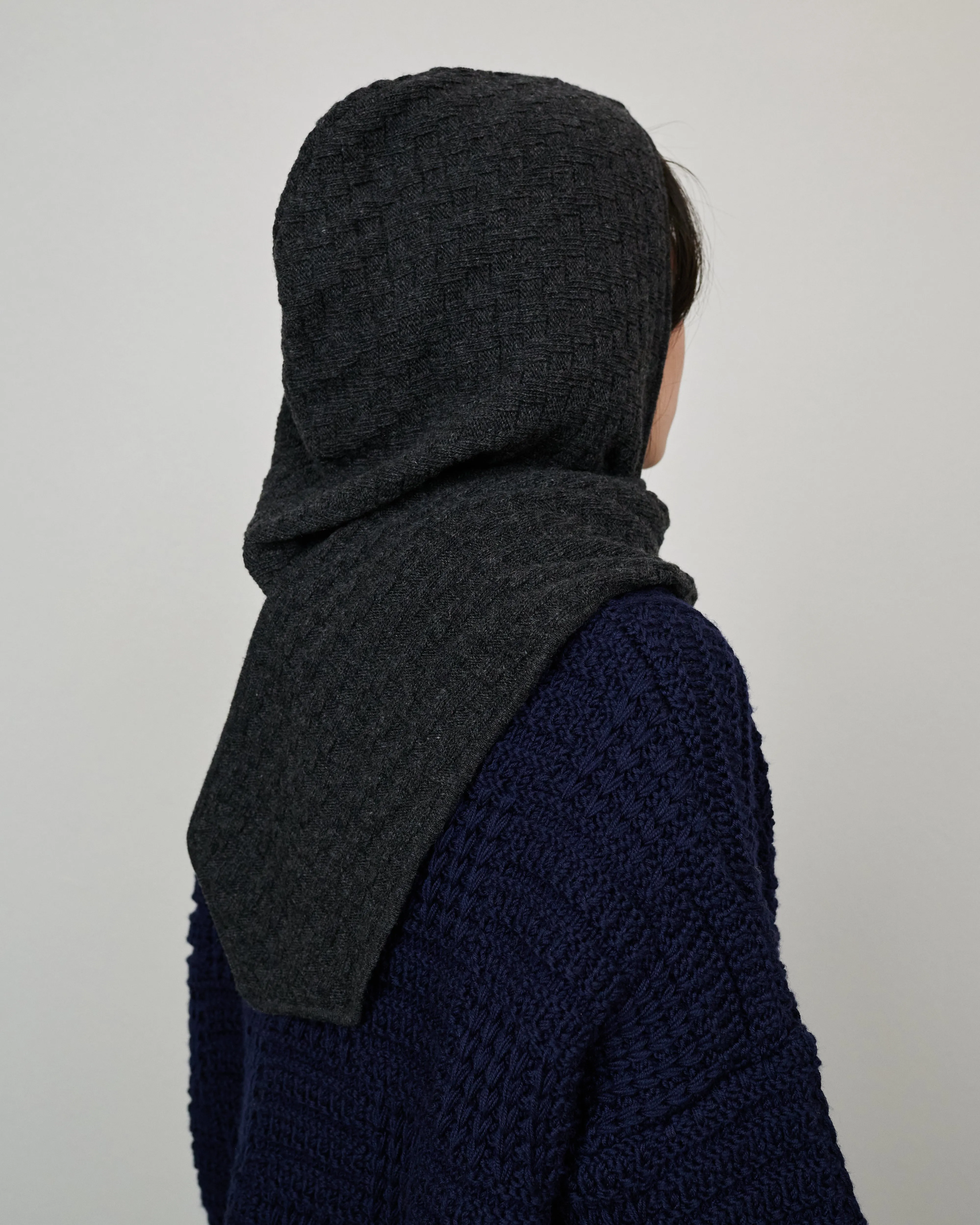 Radvilaitė Wool Hooded Scarf Charcoal