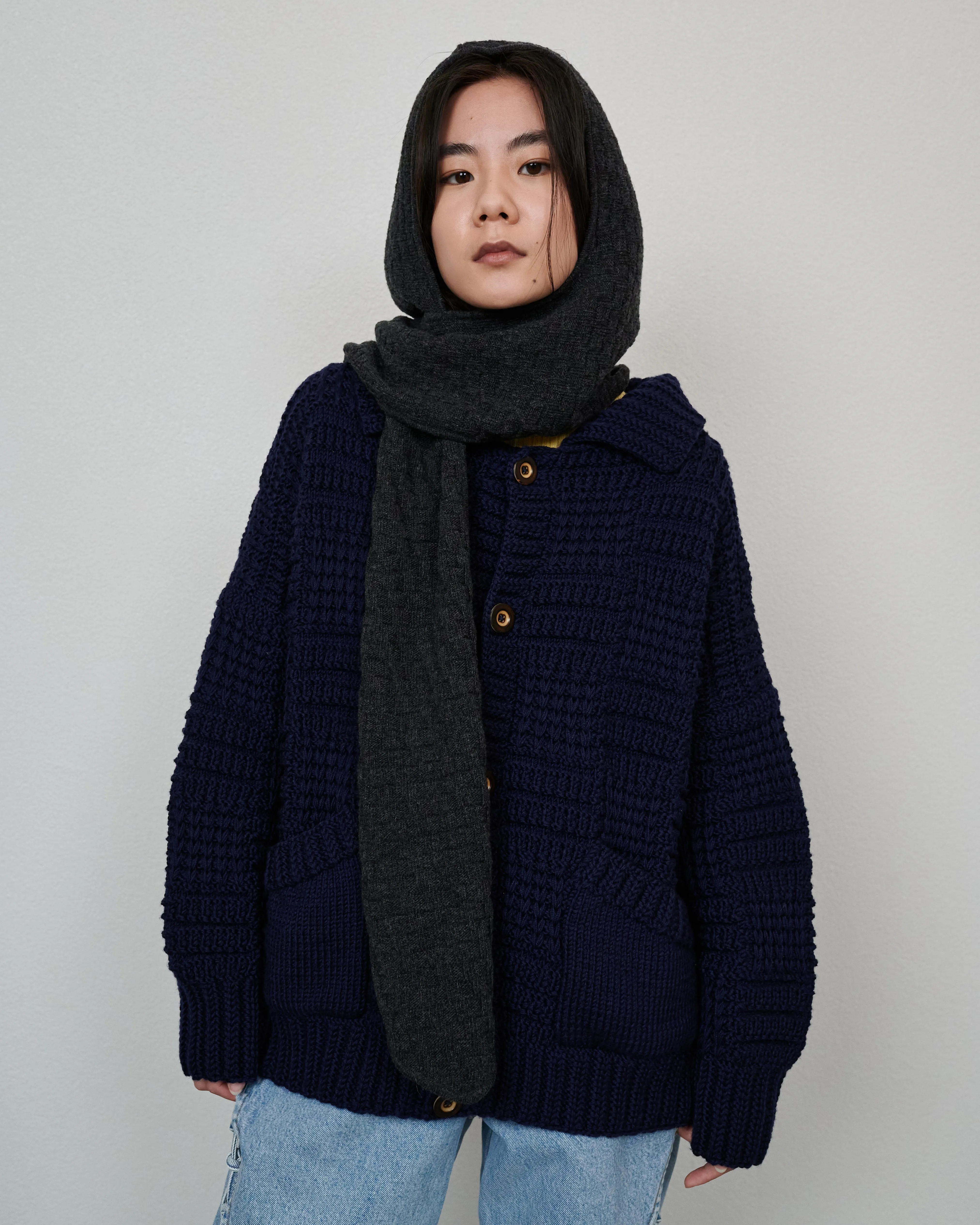 Radvilaitė Wool Hooded Scarf Charcoal