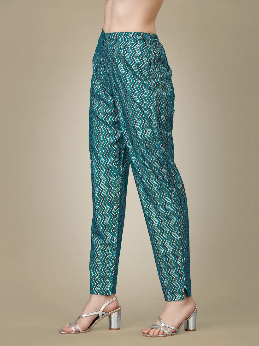 Rama Heavy Rayon Cotton with Embroidery Work Kurti Set