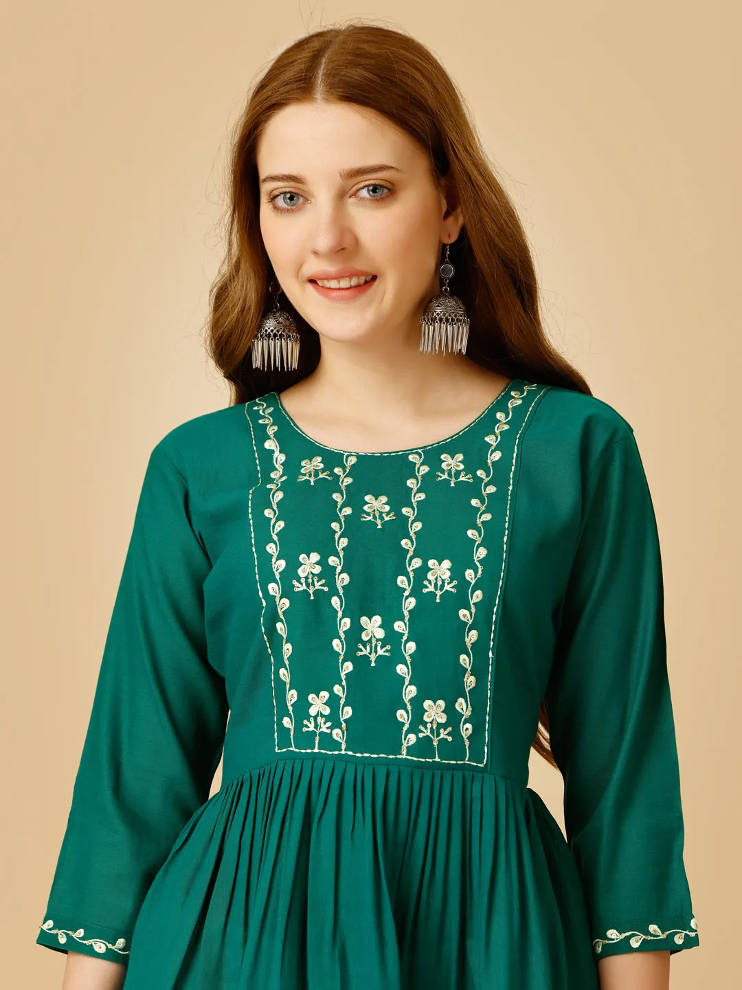 Rama Heavy Rayon with Embroidery & Sequence Work Western Top Kurti