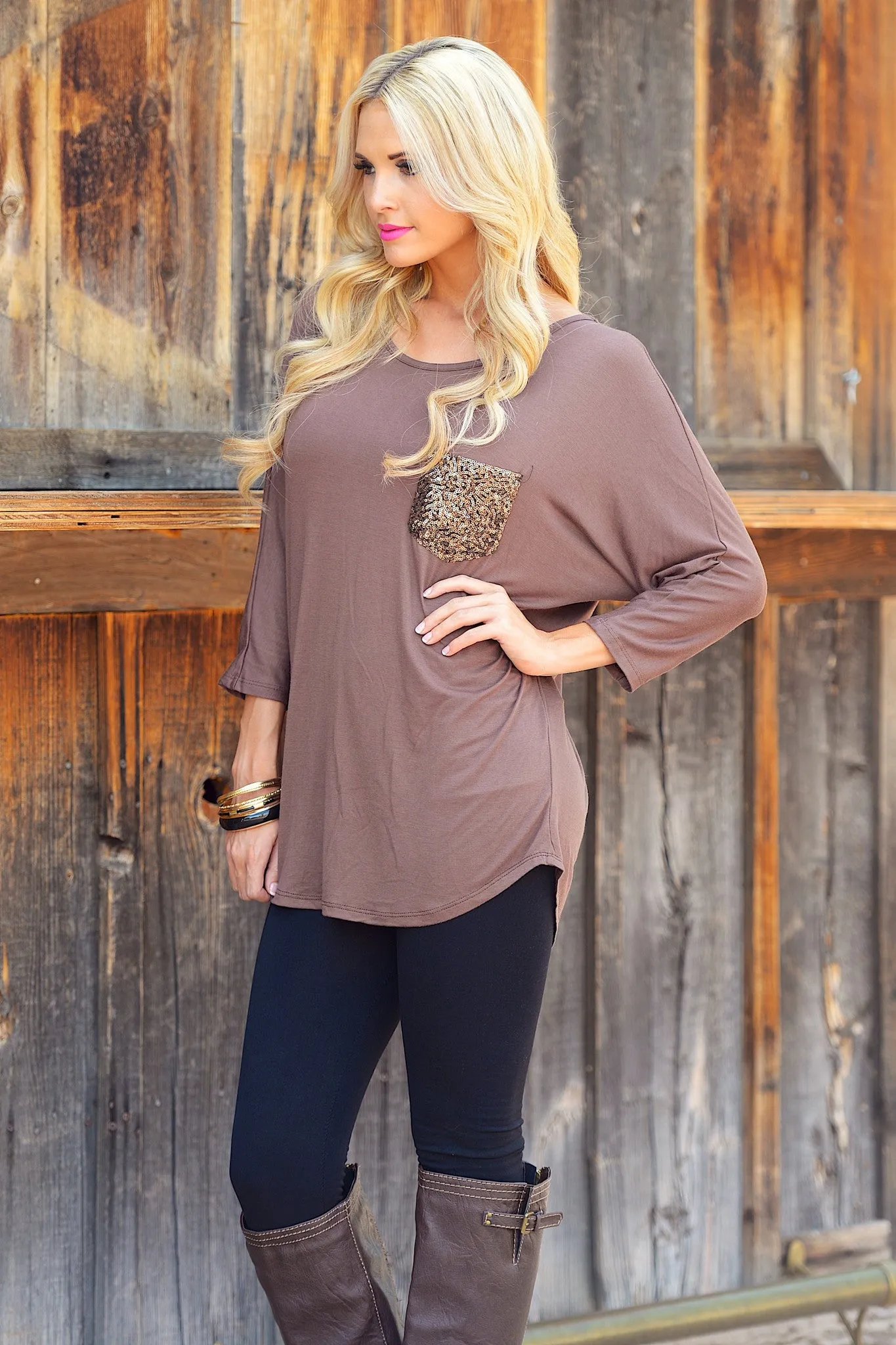 Razzle Dazzle Dolman Tunic - Mocha