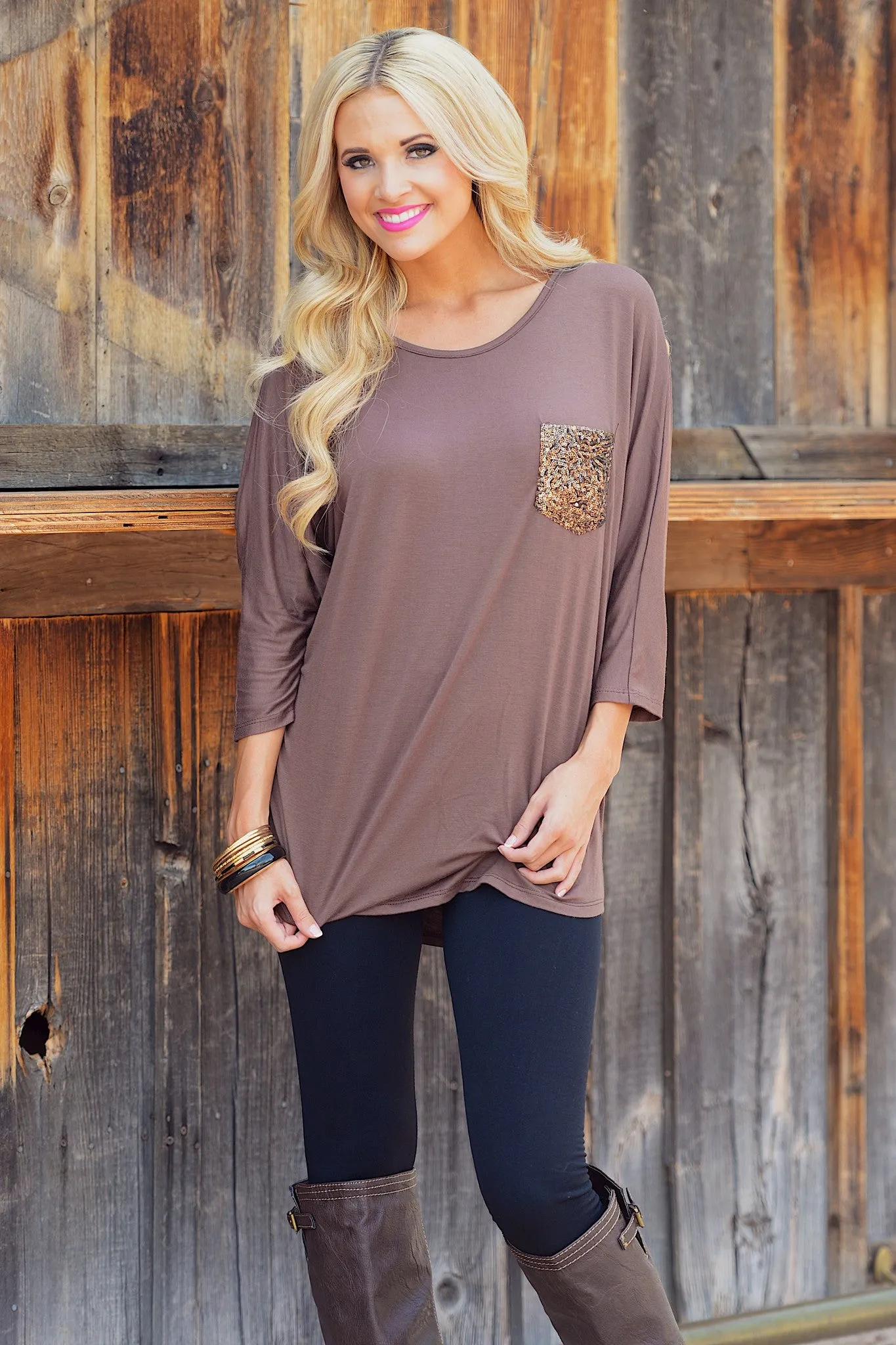 Razzle Dazzle Dolman Tunic - Mocha