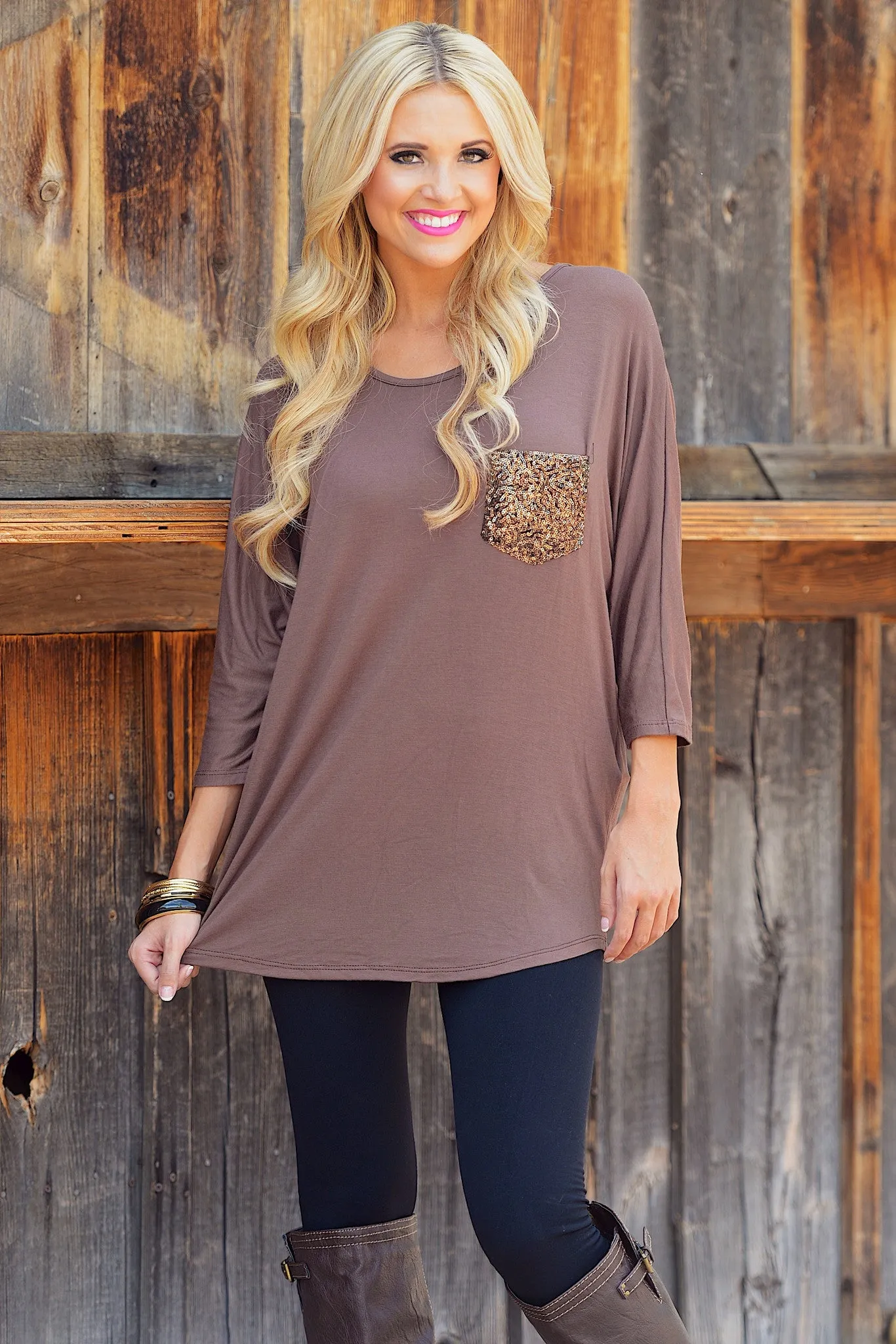 Razzle Dazzle Dolman Tunic - Mocha