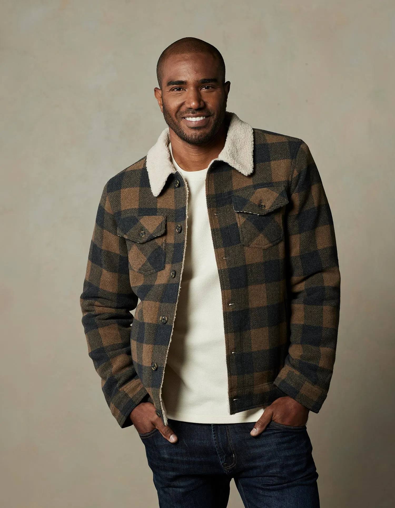 Sherpa Collar Jacket in Chestnut Buffalo