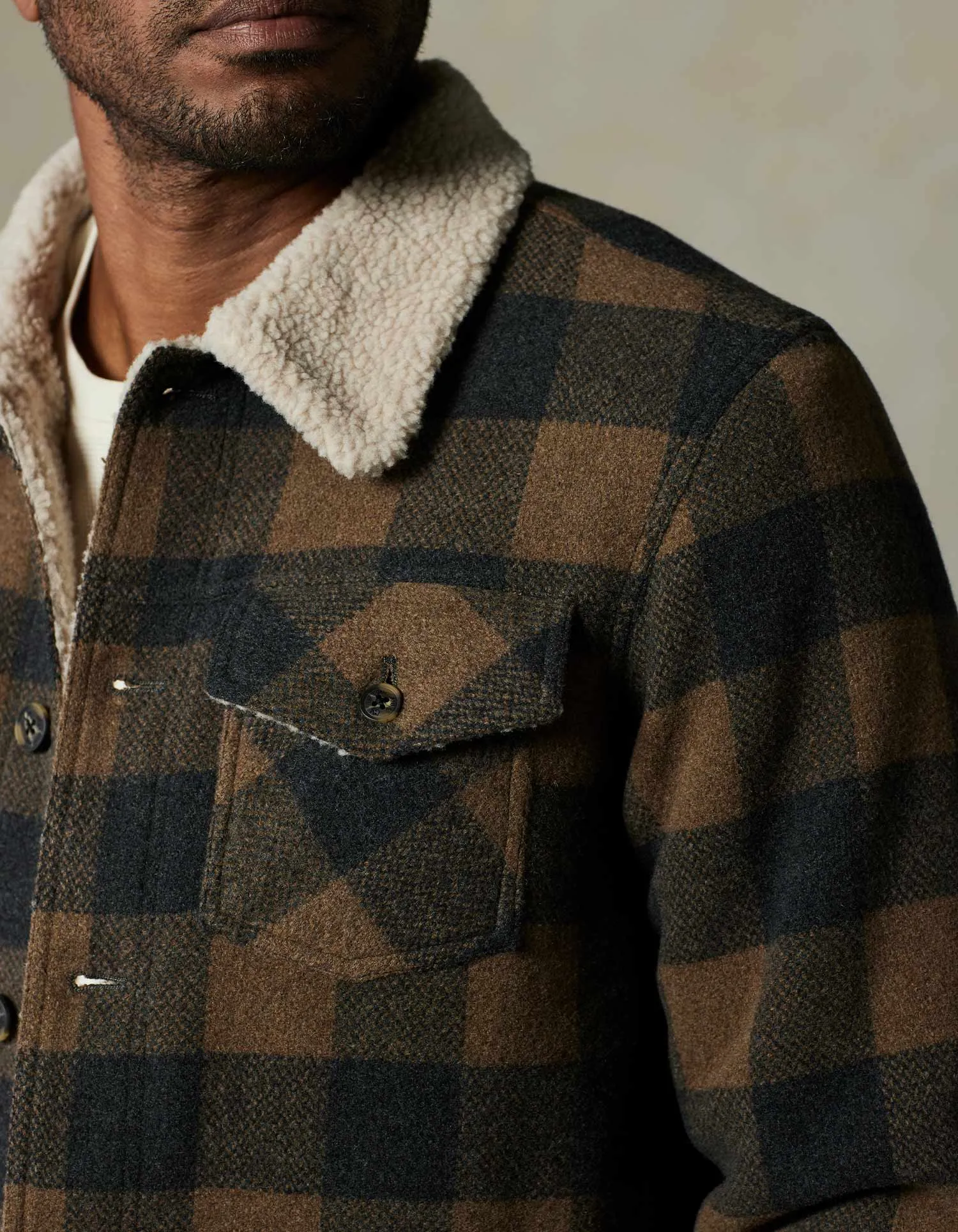 Sherpa Collar Jacket in Chestnut Buffalo