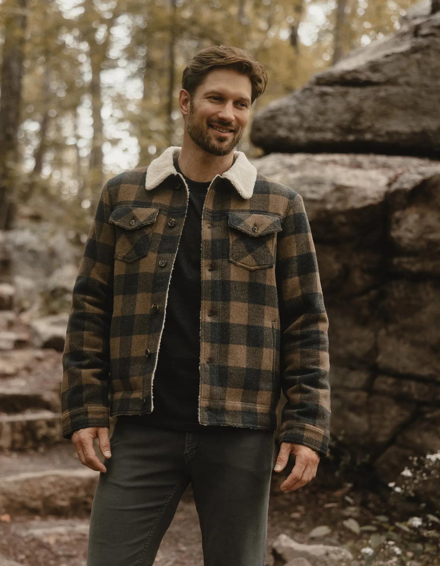 Sherpa Collar Jacket in Chestnut Buffalo