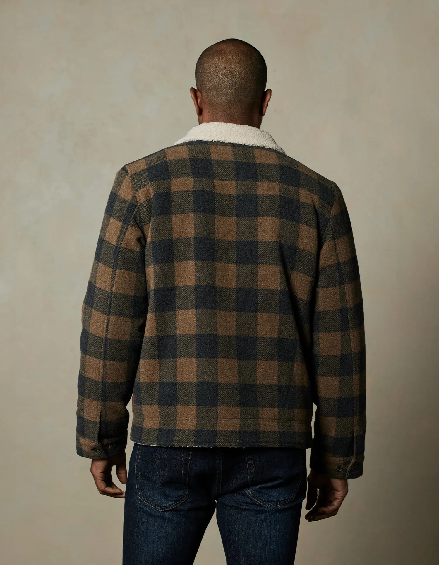 Sherpa Collar Jacket in Chestnut Buffalo