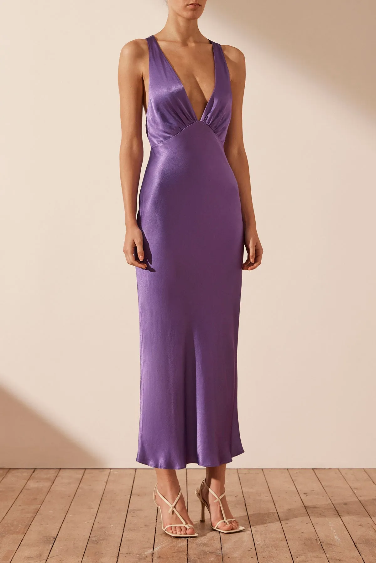 Shona Joy Lana Plunged Cross Back Midi Dress
