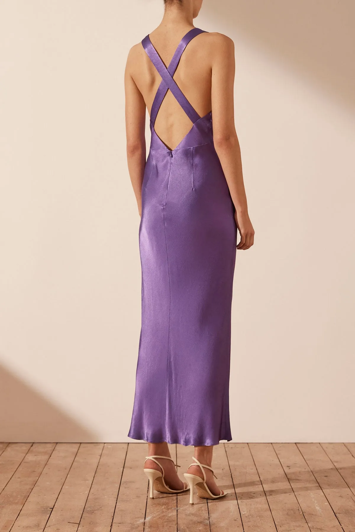 Shona Joy Lana Plunged Cross Back Midi Dress