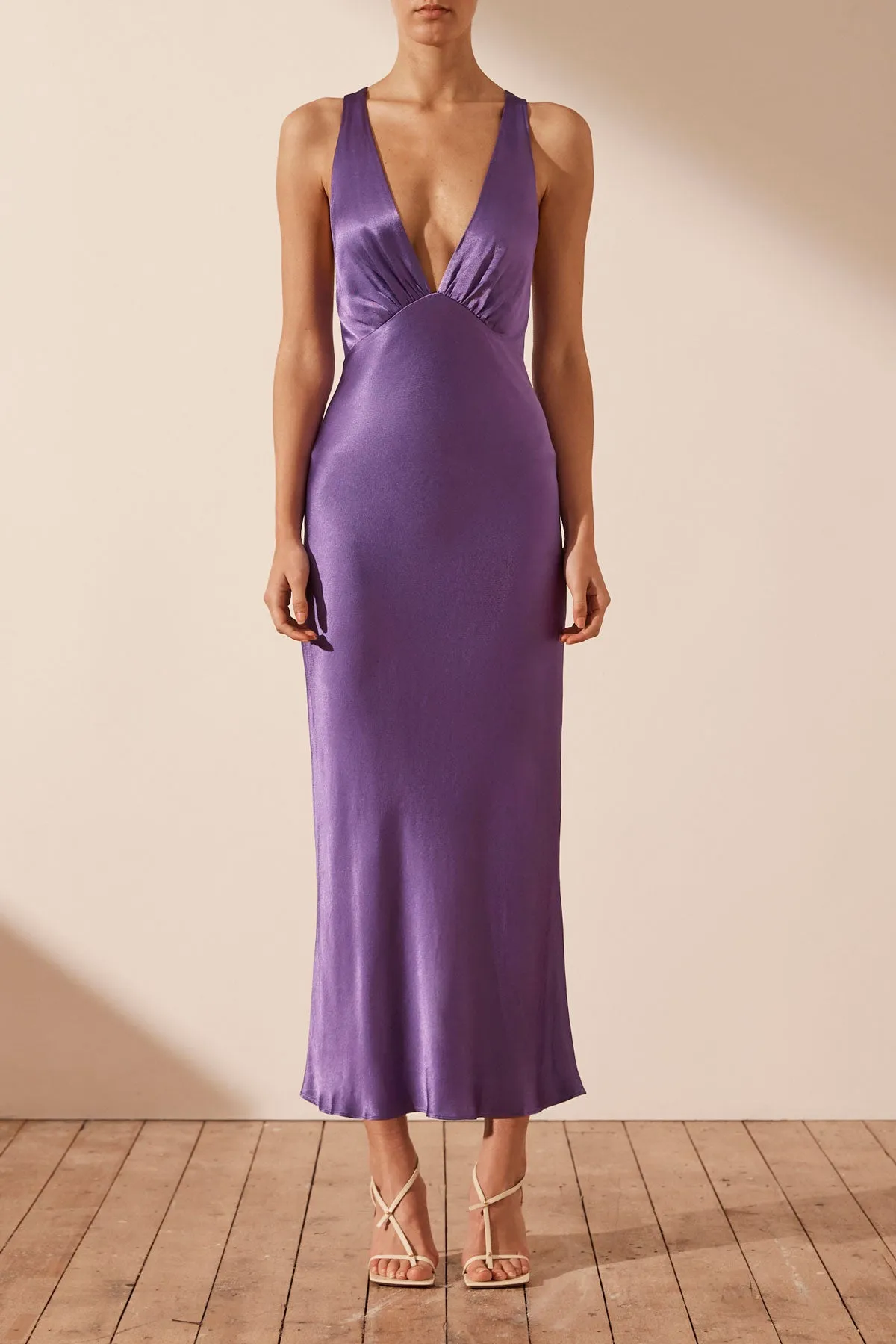 Shona Joy Lana Plunged Cross Back Midi Dress